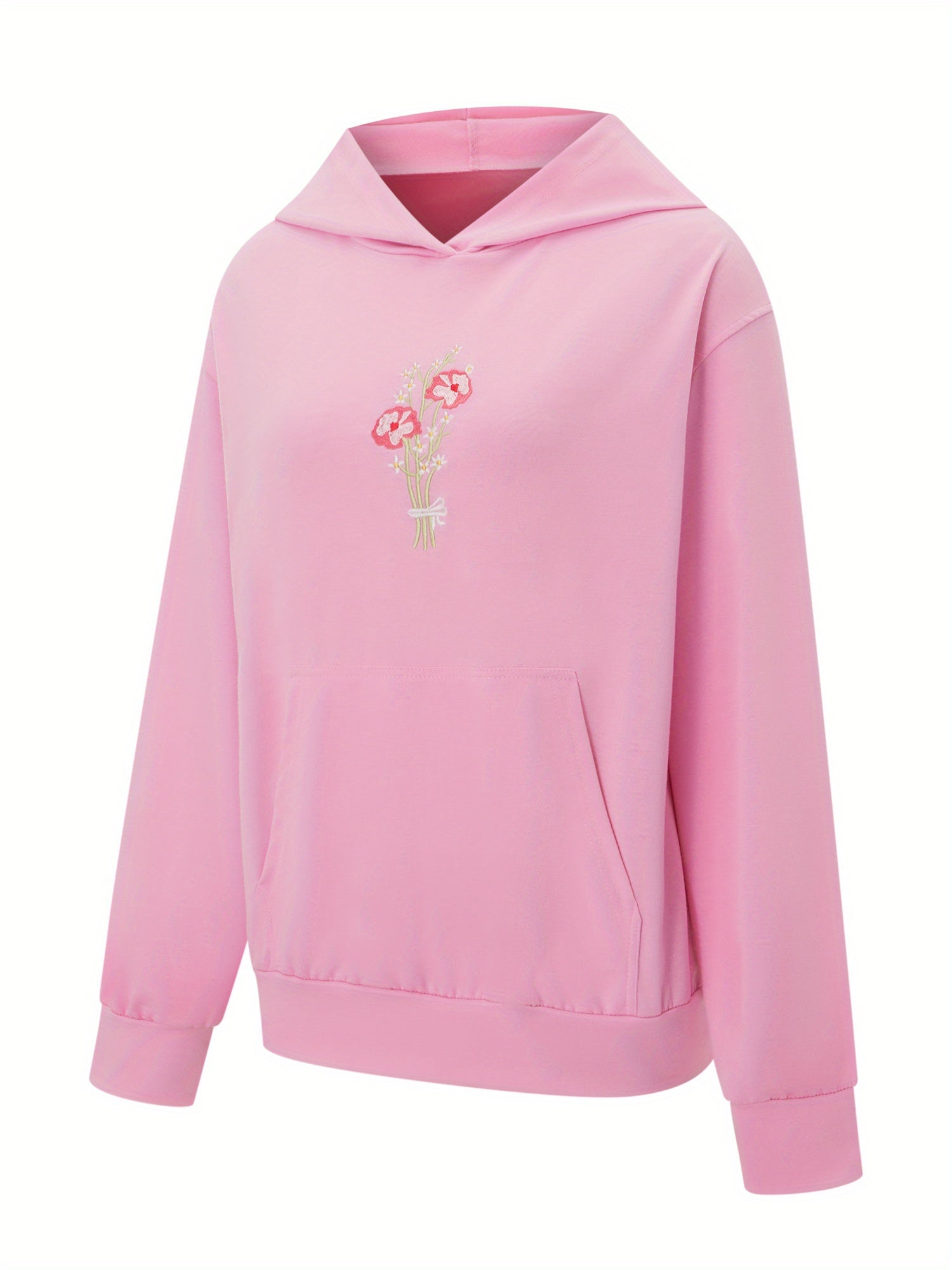 Womens Fashion Hoodies Long Sleeve Floral Letter Embroidery Loose Sweatshirts Streetwear Tops
