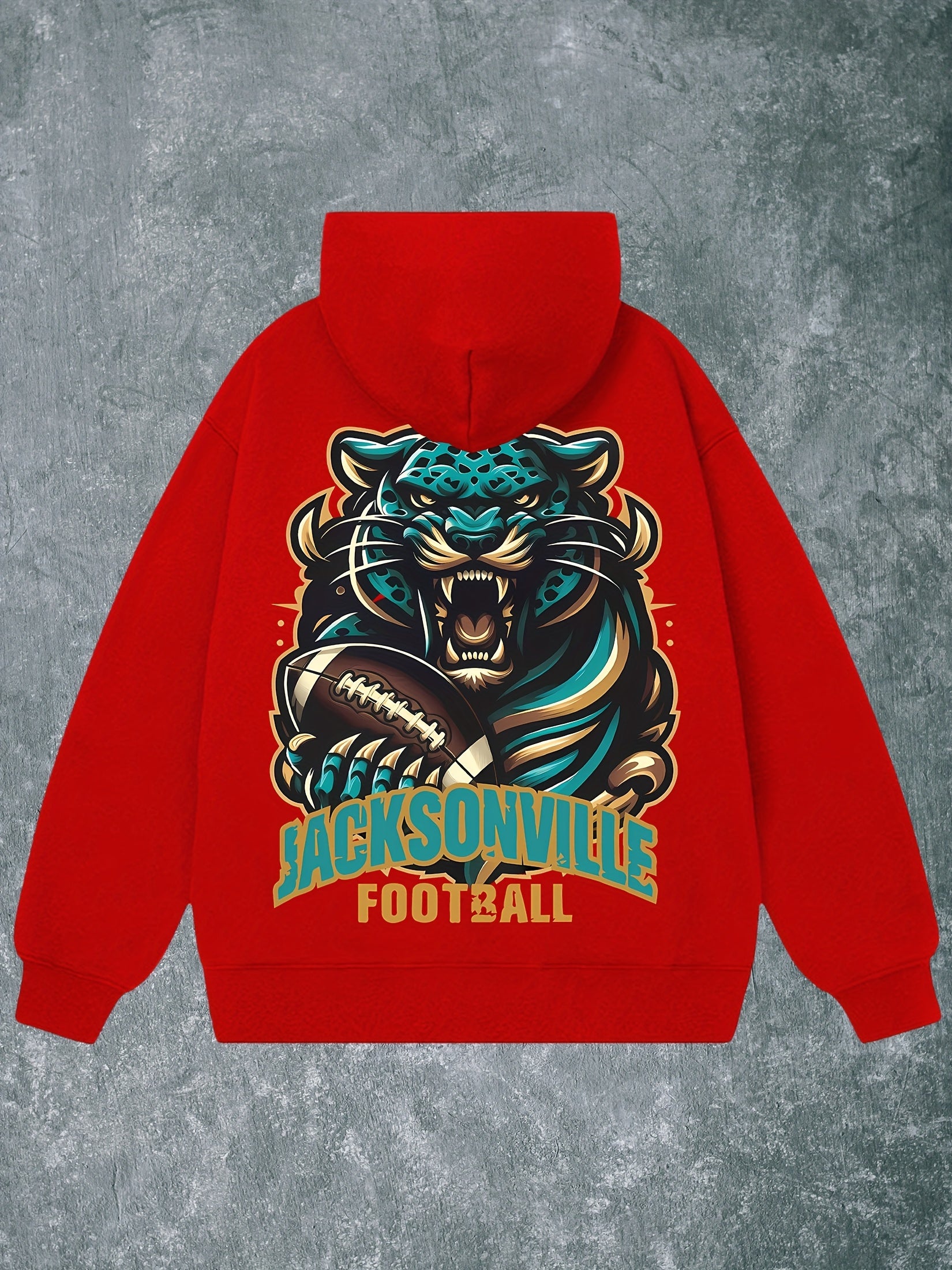 Jacksonville Football Men's Hoodie - Navy Blue Blend, Fierce for JAGUAR Design, Long Sleeve Pullover for Fall & Winter, Casual and Comfortable Streetwear, Football Hoodie
