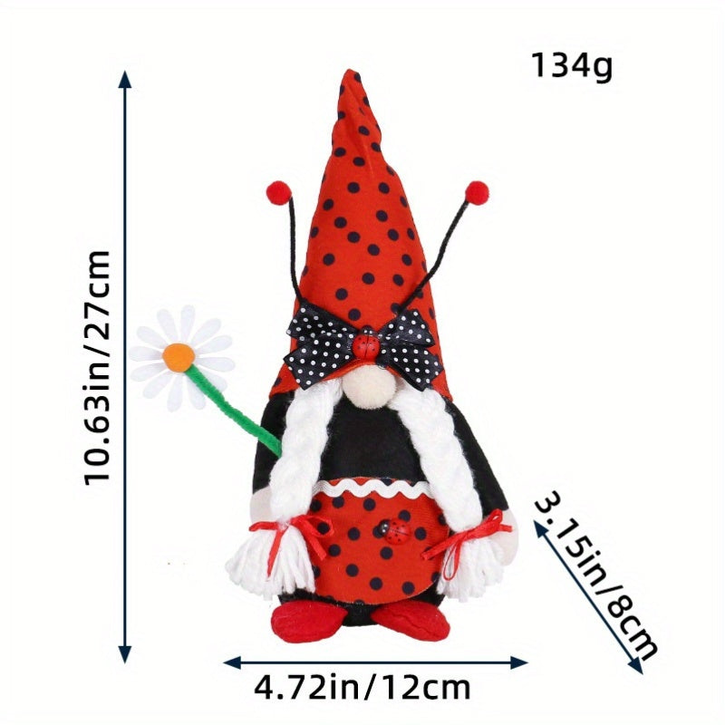 Easter Ladybird Figure Man Beard Bow Holiday Home Decoration