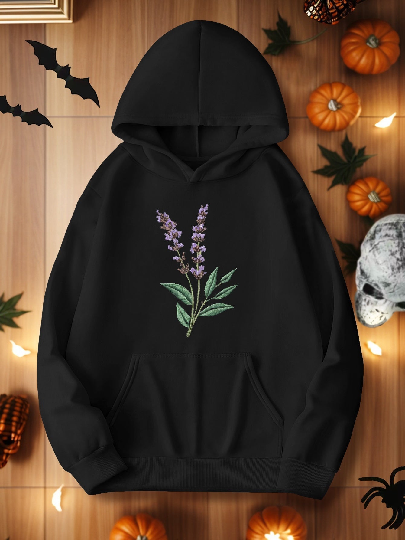 Teediy Lavender Sprig Embroidered Design Women'S Hoodies