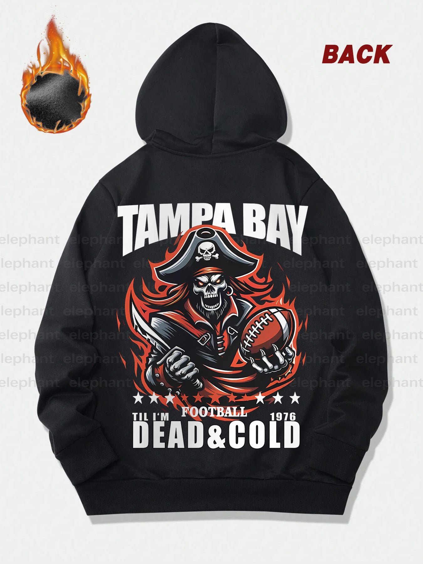 Tampa Bay Football Graphic Print Hoodie for Men - Casual, Thickened Cotton Blend Sweatshirt with Pocket, Ideal for Autumn and Winter,, Creative Gifts, Gifts for Men, Football Enthusiasts