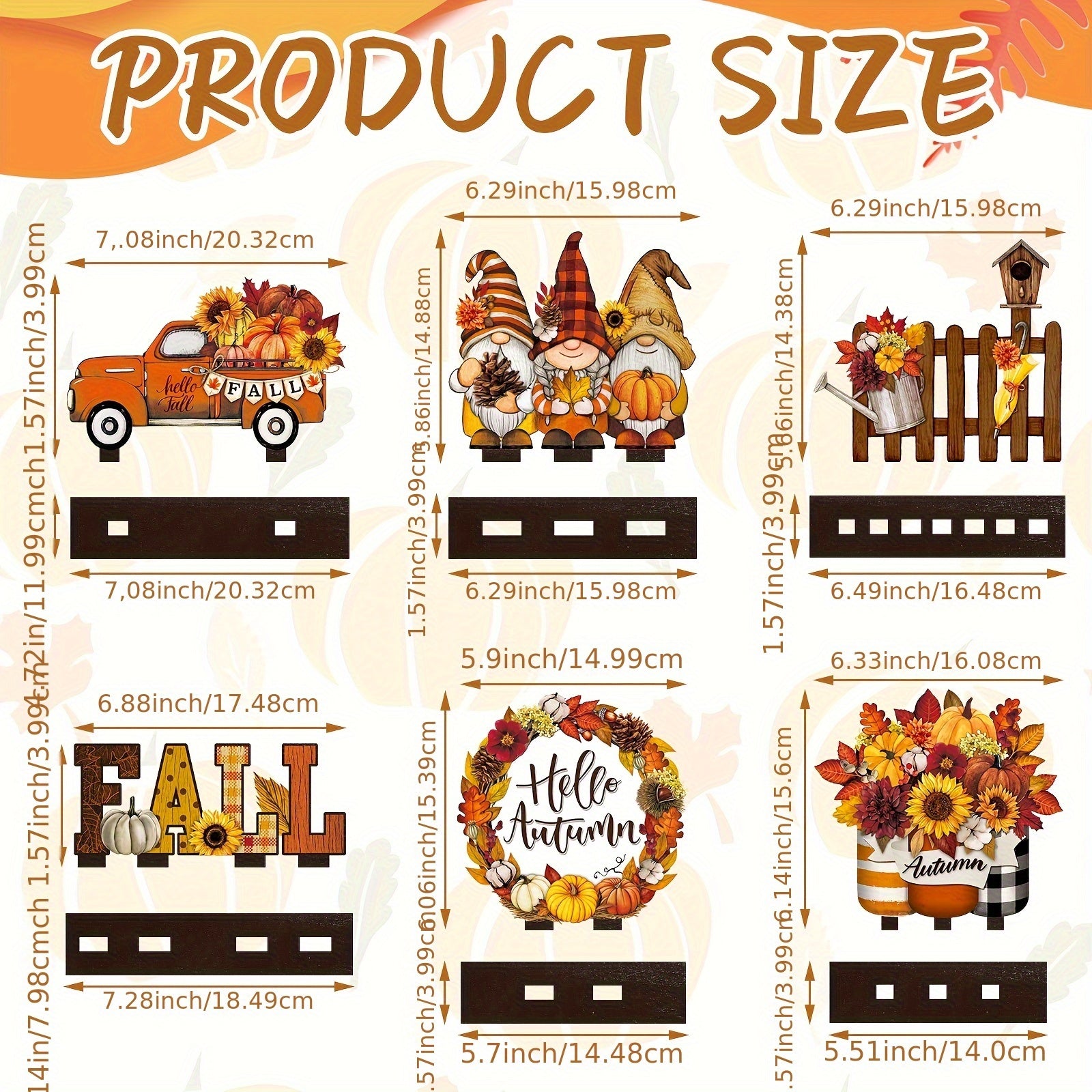 Wooden Table Decorations Wood Tabletop Sign Centerpiece Rustic Decorations for Office Desk Farmhouse Home Kitchen Tiered Tray Decor Shelves Table Decorative (Maple Pumpkin)