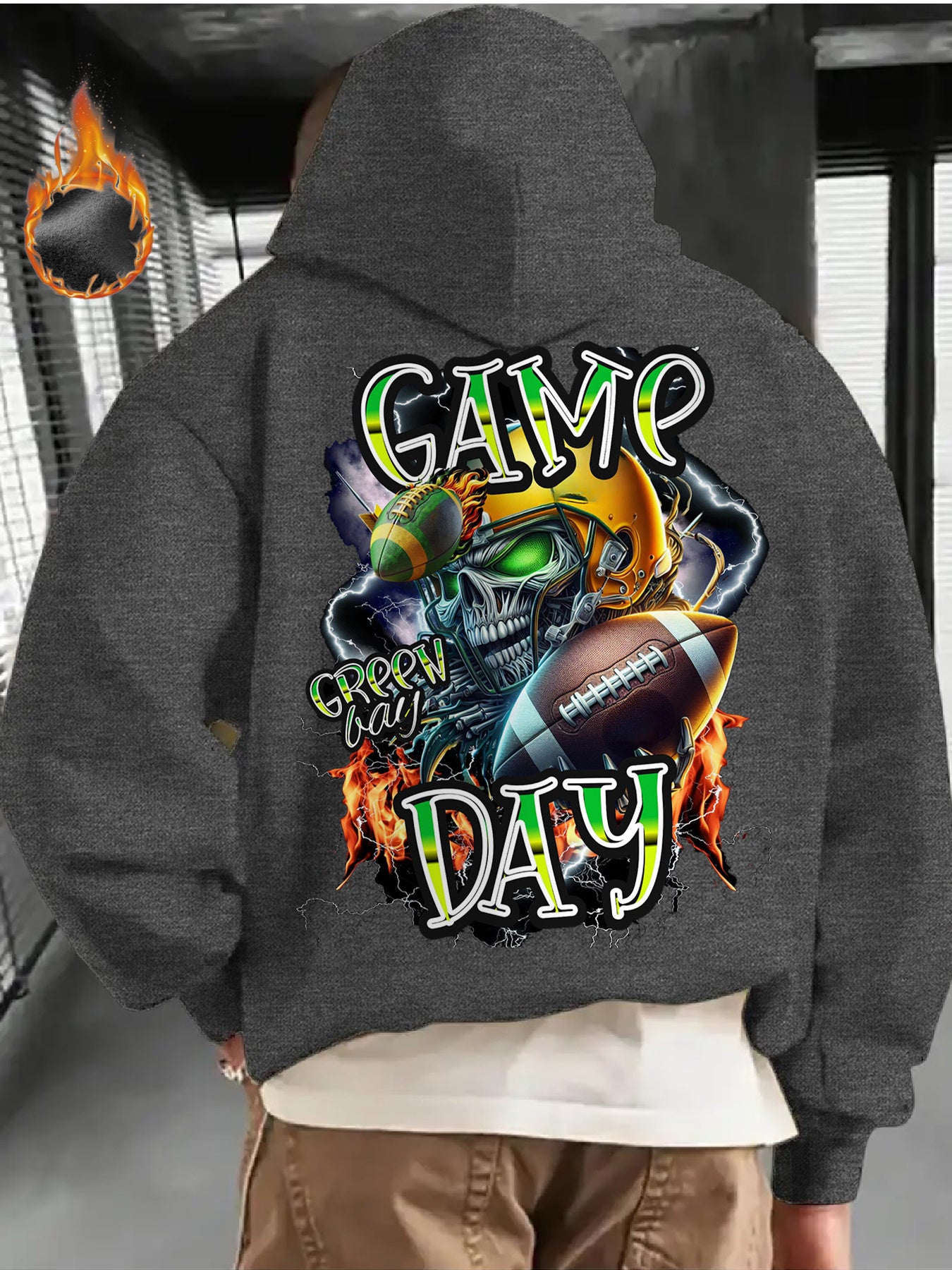 Cozy Comfort | Men's Football Game Day Graphic Hoodie - Cozy Fleece-Lined Pullover with Bold