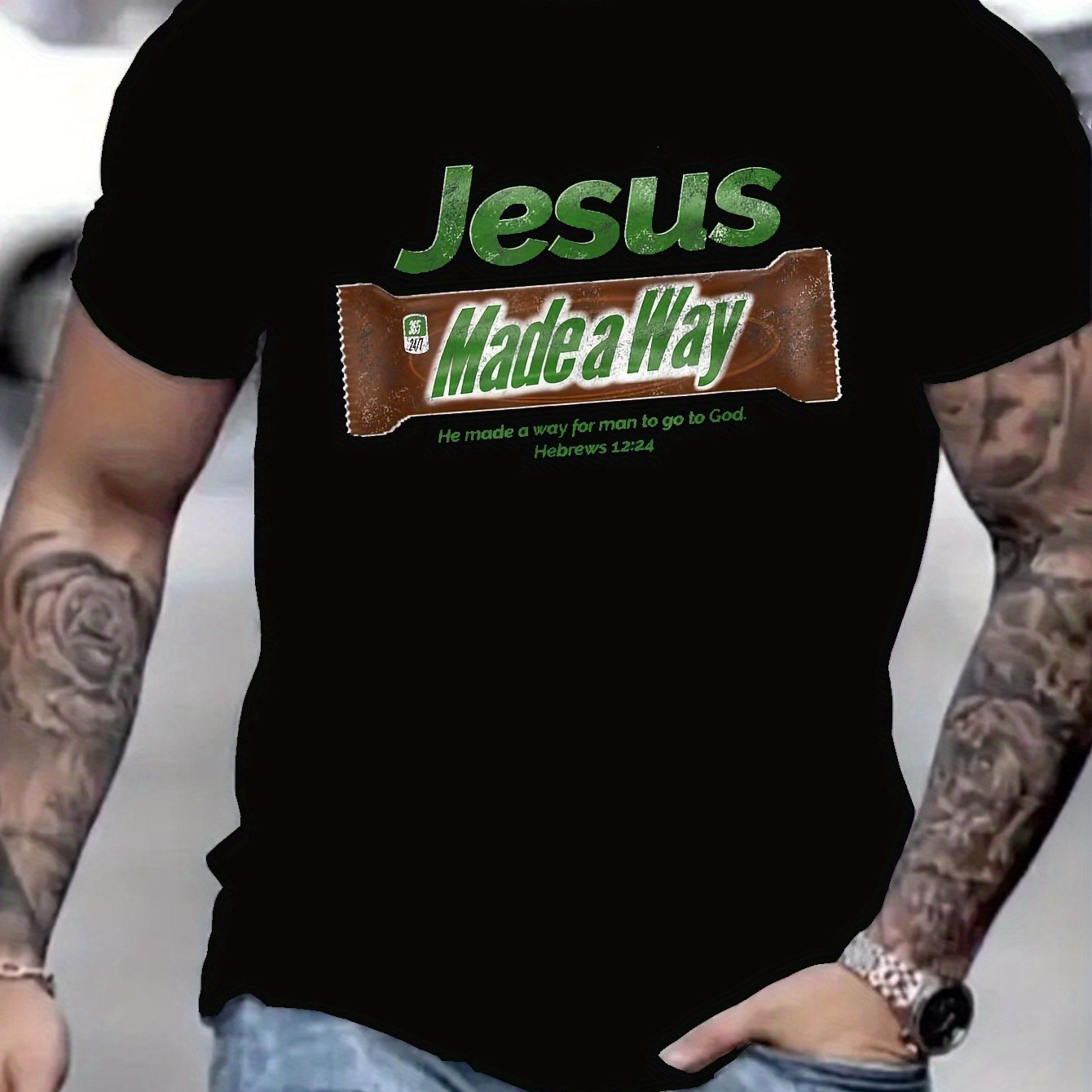 Men's Black Short-Sleeve T-Shirt with