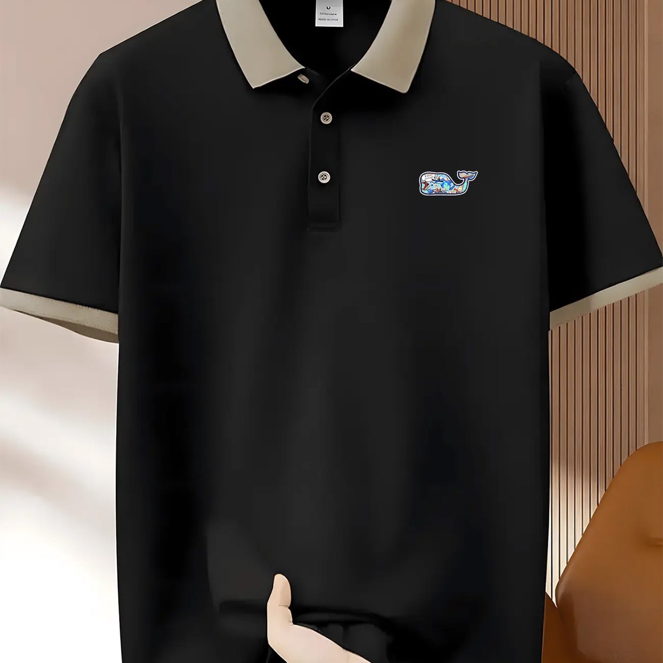 (230G) Men'S Casual Polo Shirt with Whale Pattern, Short-Sleeved Golf Polyester Fiber with Button Collar, Suitable for Gym Fitness And Running Training. Men'S Business And Leisure Gifts for Father And Boyfriend.