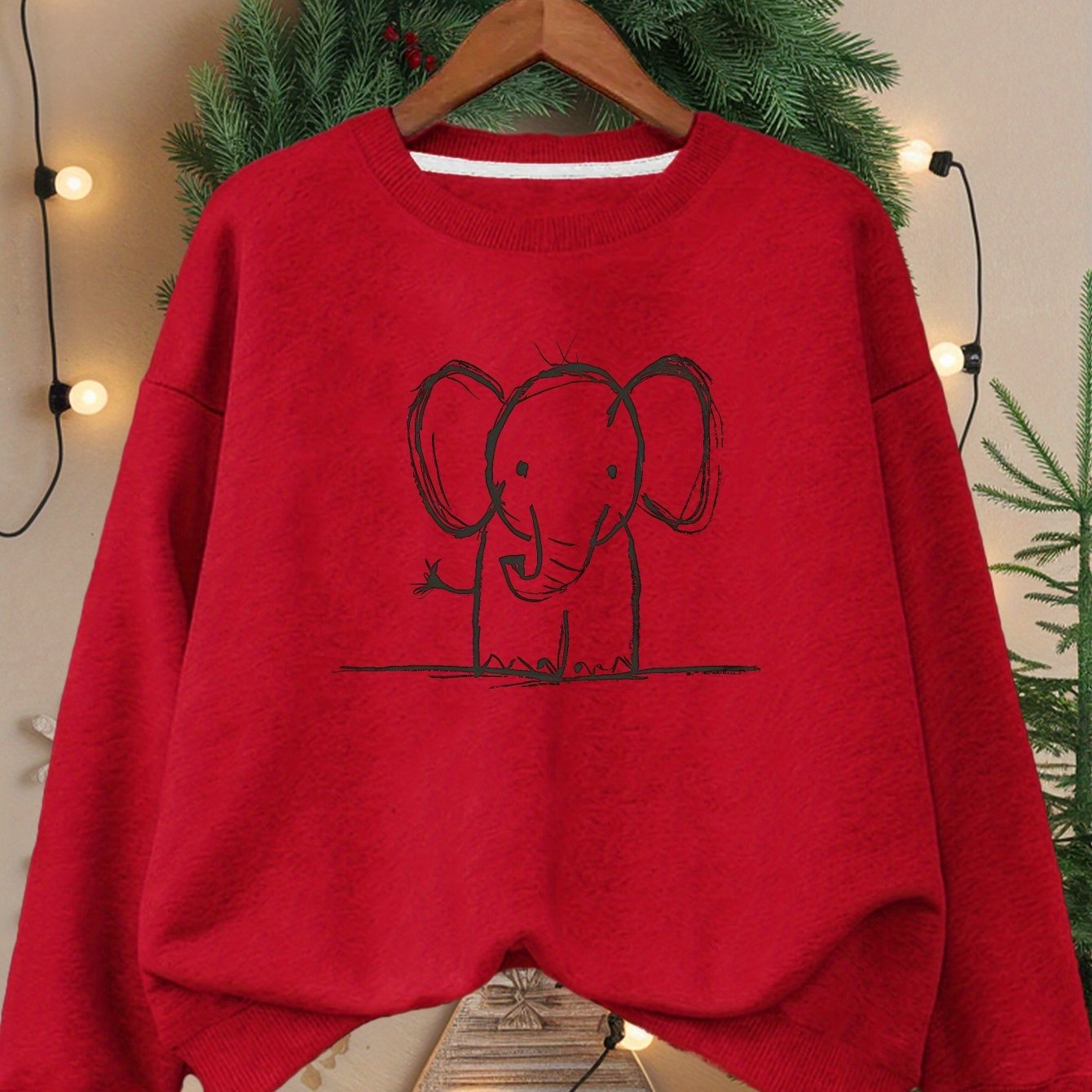 Pencil Drawing Elephant Women's Plus Size Sweatshirt - Soft, Comfortable, Stylish for Casual Wear
