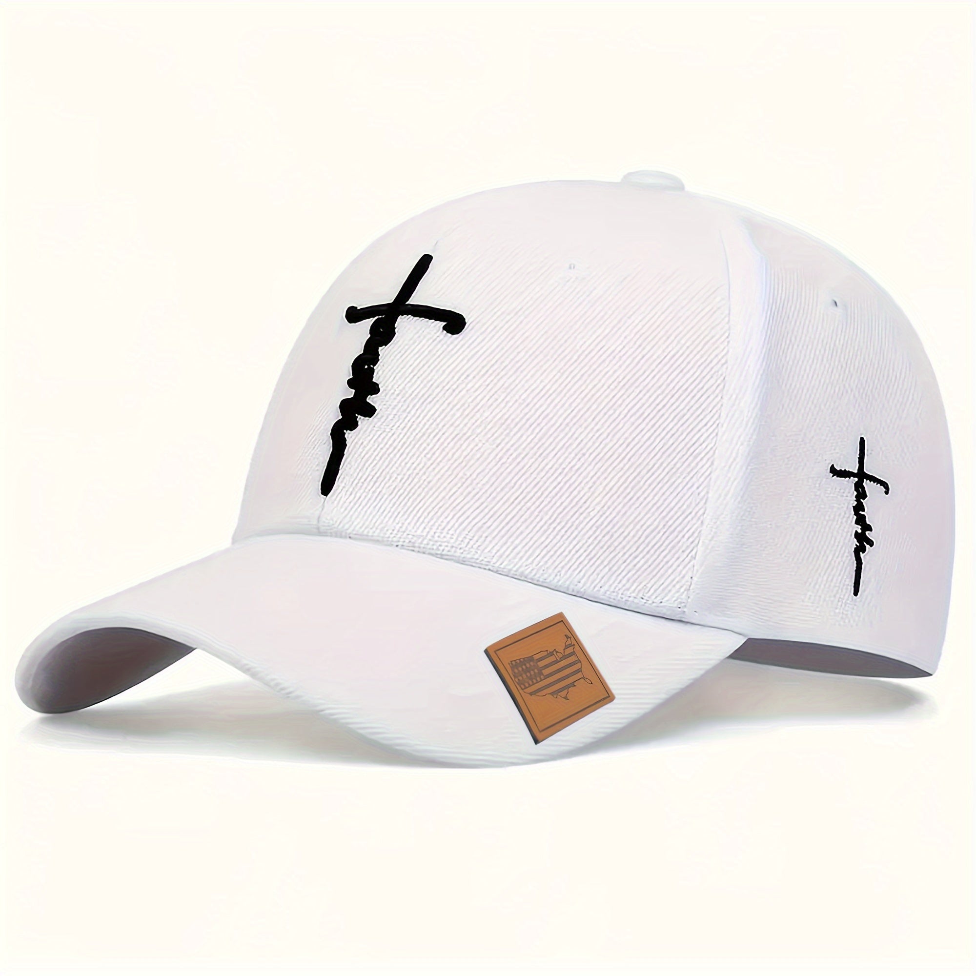 Faith Cross Embroidered Baseball Cap - Unisex, Adjustable Snapback, Lightweight, 100% Polyester, Solid Color, Non-Stretch, Casual Sports Hat with Woven Craftsmanship