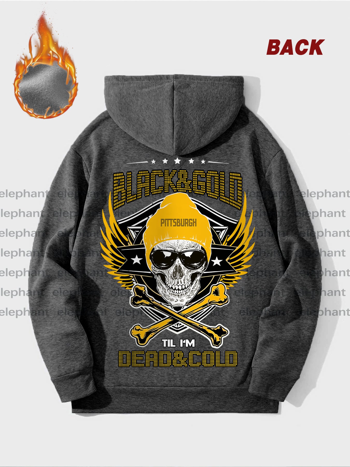 New Stylish 1pc Thickened Printed Casual Pocket Hoodie - Pittsburgh Football Creative Graphic Print - Unisex Autumn and Winter Hoodie and Sweatshirt for Football Enthusiasts
