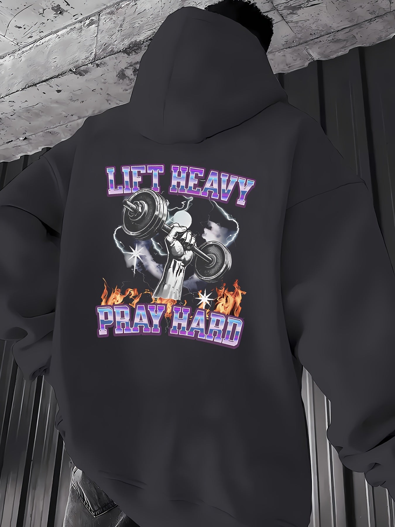 Lift Heavy Pray Hard, Men's Hooded Sweater Loose Cotton Blended Hooded Sweater With Pocket Coat Autumn And Winter Clothes Suitable For Autumn And Winter Wear Sports Clothes, Suitable For Holiday Gifts, Gifts Are Preferred