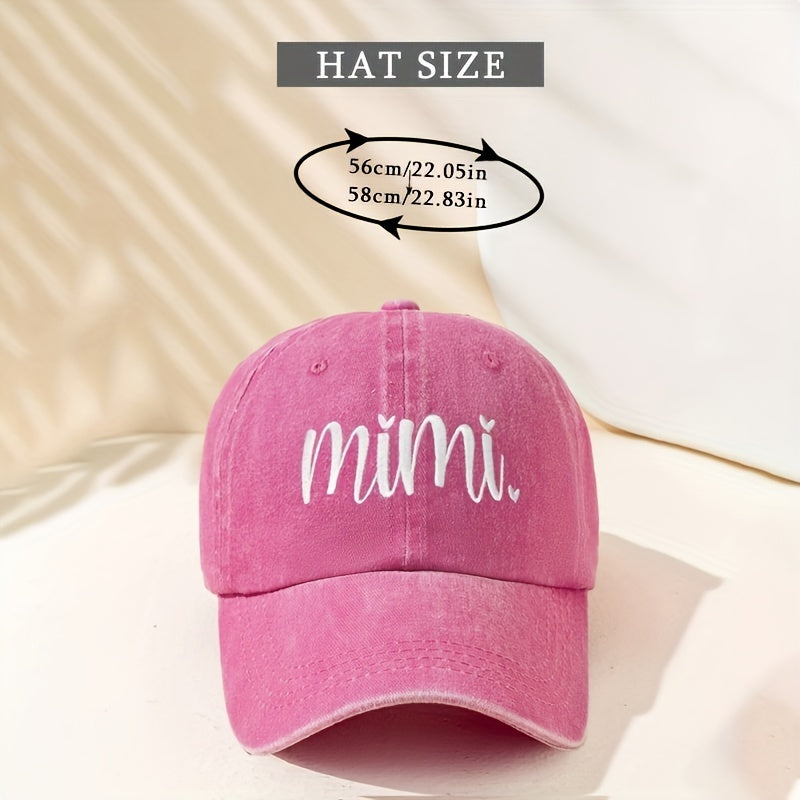 1 Pack Unisex Y2K Embroidered MIMI Baseball Cap - Adjustable Sun Protection Hat with Bold Lettering, Lightweight 100% Polyester for Outdoor Sports, Commuting & Daily Wear, Casual Sporty Style | Hand Washable Headgear, Sun Hat