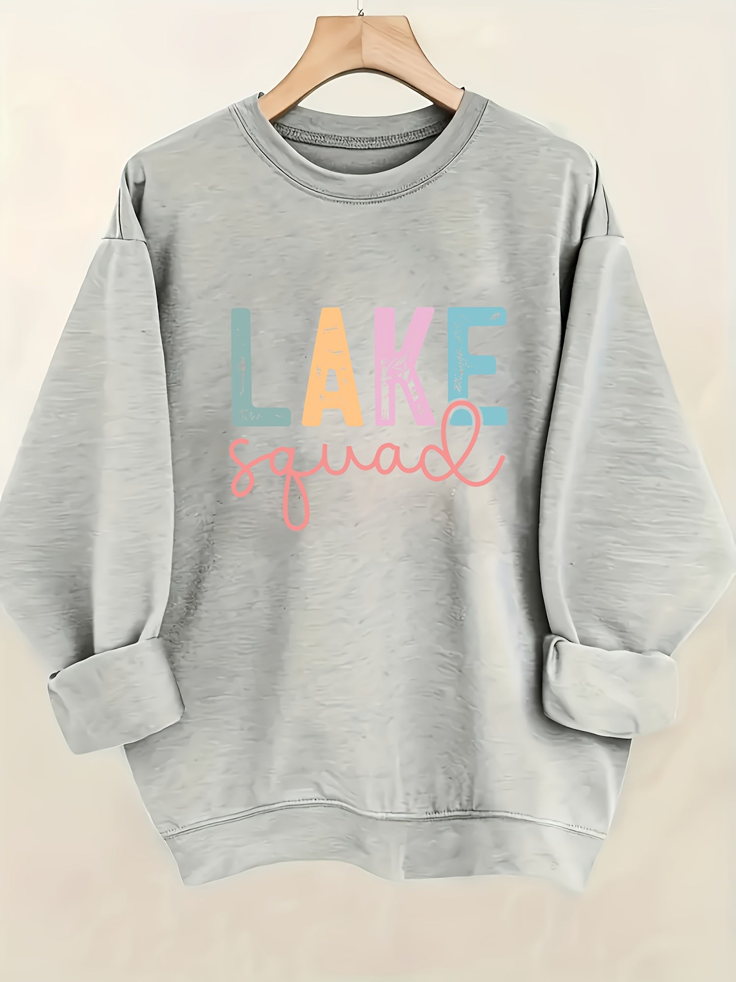 Letter Print Sweatshirt, Crew Neck Casual Sweatshirt for Women's Clothing