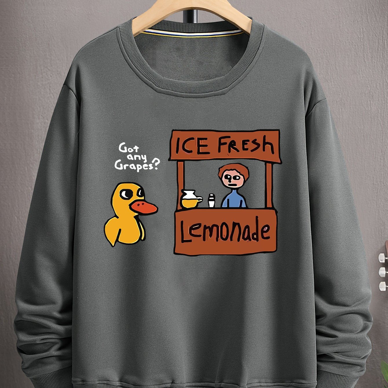 DUCK fun printed hoodie, new all-in-one fashion pullover long sleeve crew neck hoodie, autumn and winter men and women's casual pullover, suitable for autumn and winter season