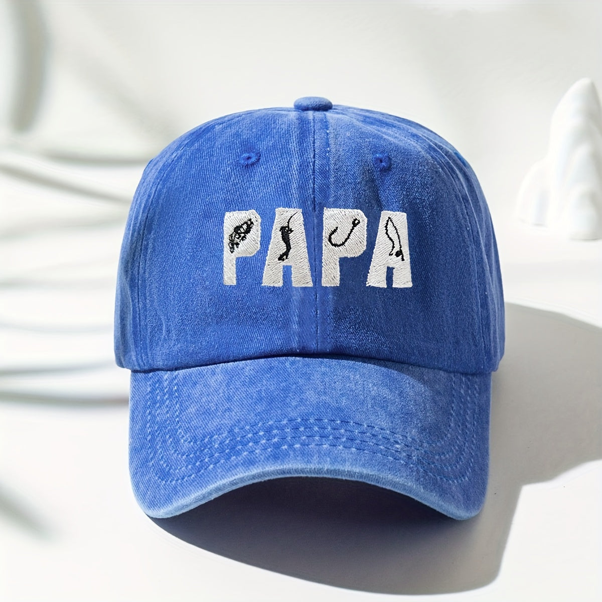 Personalized and Fashionable Men's and Women's Embroidered PAPA Fishing Washable Baseball Cap Outdoor Adjustable Casual Duckbill Cap