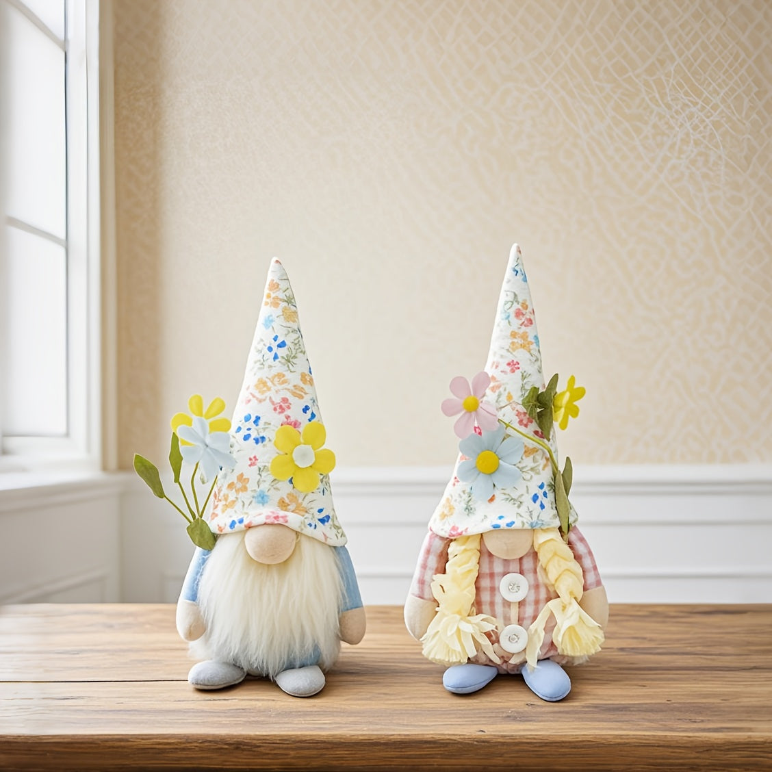 Spring Gnome Decor - Farmhouse Easter Shelf & Door Hangers with Sunflower, Perfect for Spring, Summer & Holidays, Easter | Ideal for Home, Office, Kitchen Table & Tiered Trays, Swedish Nisse Tabletop Ornaments | Durable & Fad