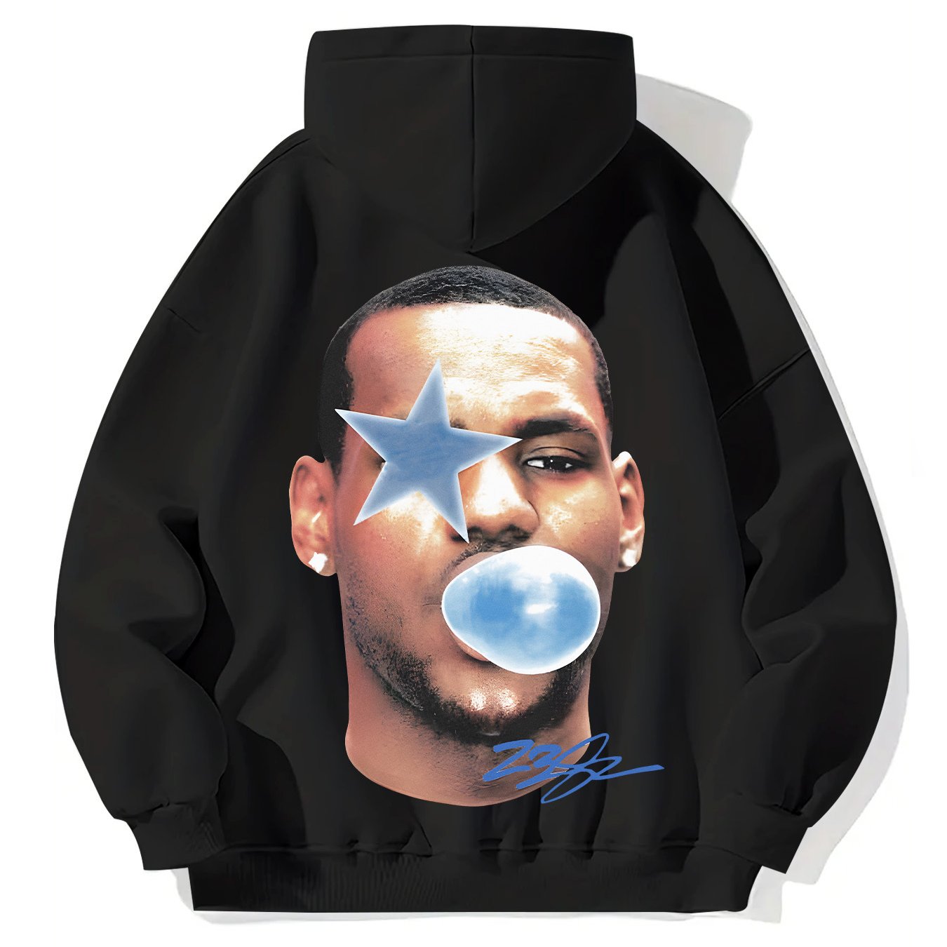 Men's Y2K Basketball Star Graphic Fleece Hoodie - Black, Trendy Hip-Hop Streetwear with Kangaroo Pocket, Perfect for Fall/Winter Casual Wear and Gifts