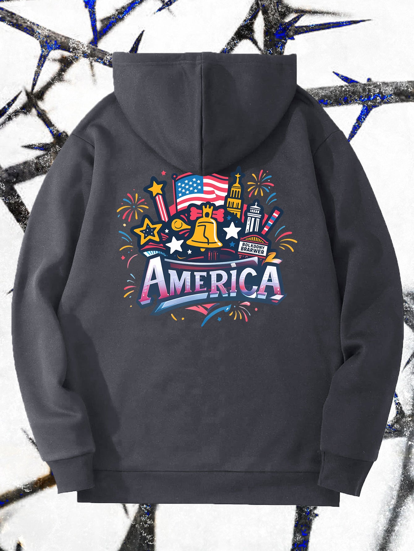 Independence Day Gift Gift 1pc New Men'S Hooded Sweatshirt, Printed Spring And Autumn Winter Pullover Top, Available in Black, Gray, And Red, for Home, Outdoor, Party, Sports, Work, And Vacation