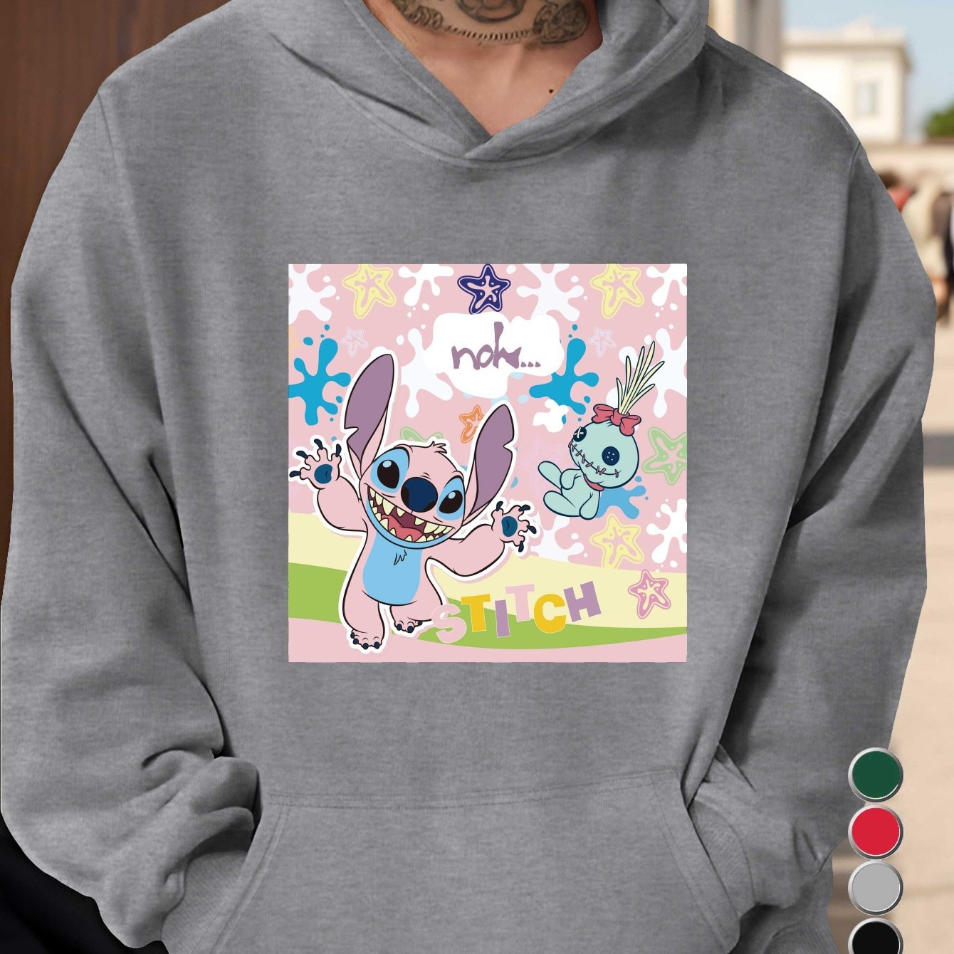 Disney Stitch Men's Graphic Hoodie - 100% US Printed Relaxed Fit Pullover with Pockets, Machine Washable Casual Sweatshirt for Fall/Winter, Winter Clothing, Nonstretch Fabric, Fall Fashion, Streetwear Style, Durable Material,