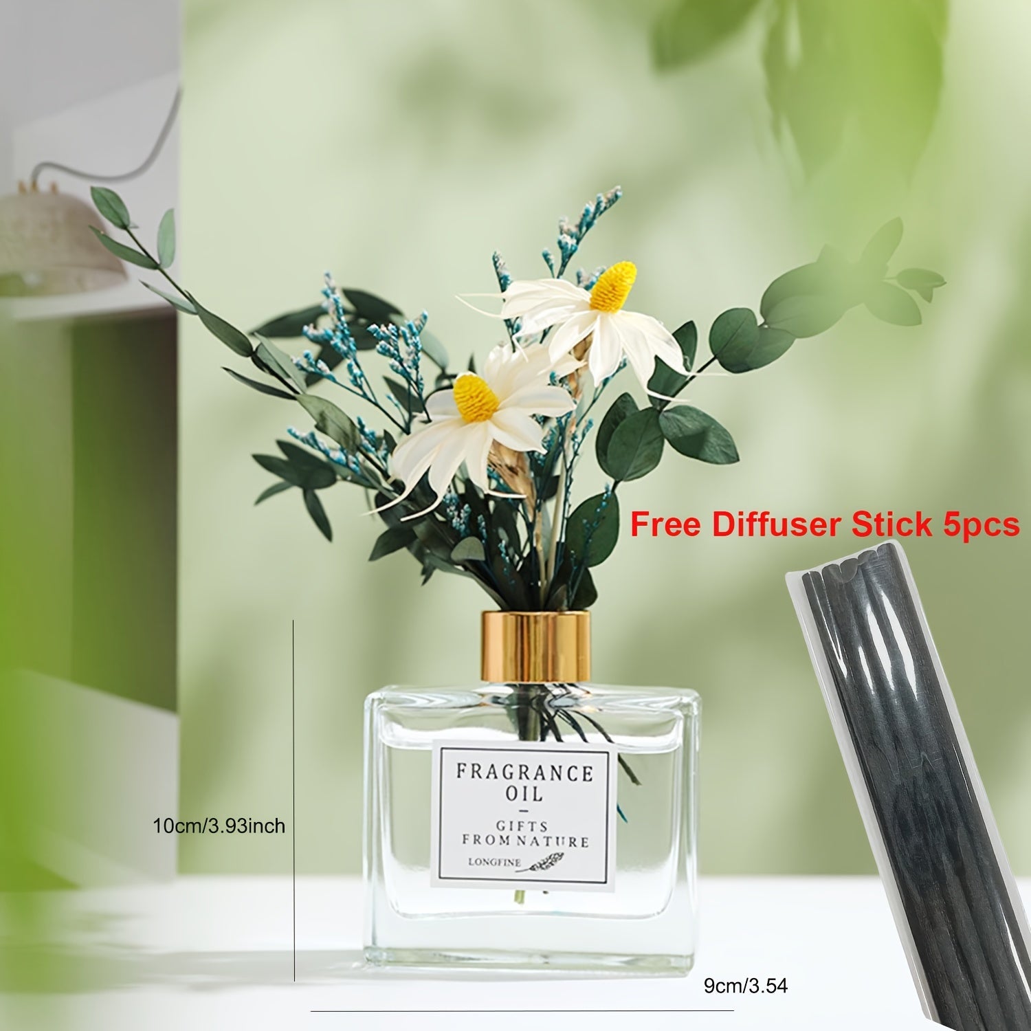 Jasmine Scent Reed Diffuser Sets 4.05 Oz(120ml) With Real Flower Diffuser Stick Home Fragrance Light Aroma Scented Home Décor Essential Oil
