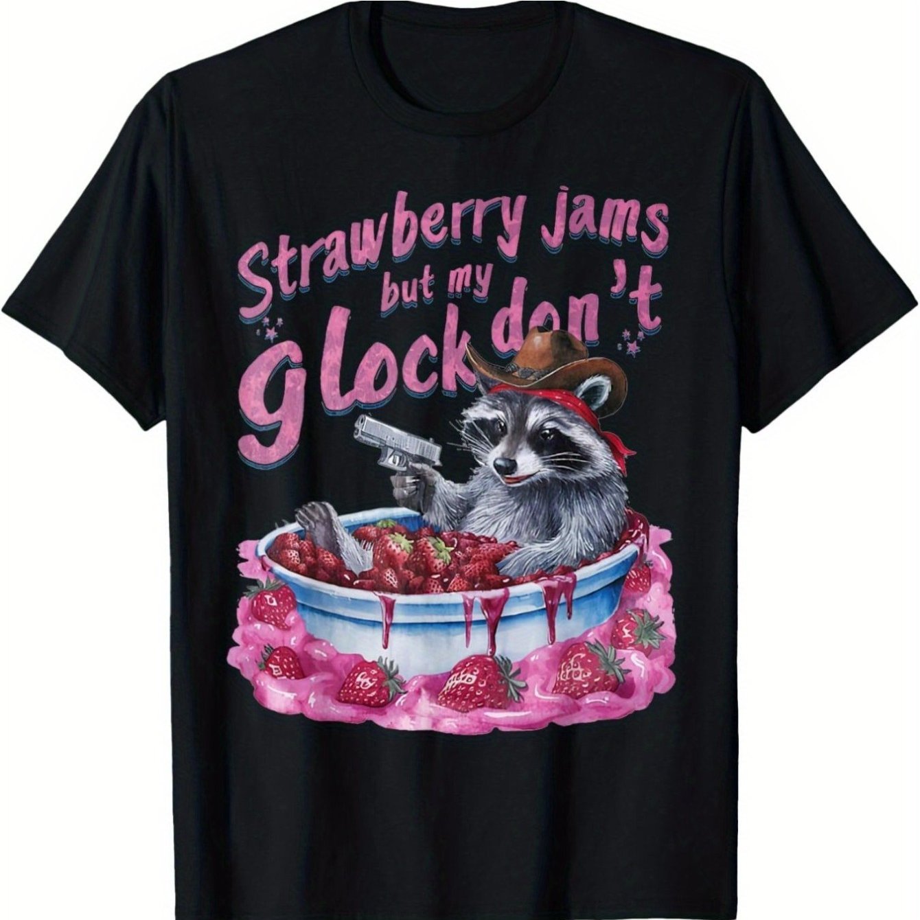 Strawberry Jams But My Dont Funny Raccoon T-Shirt