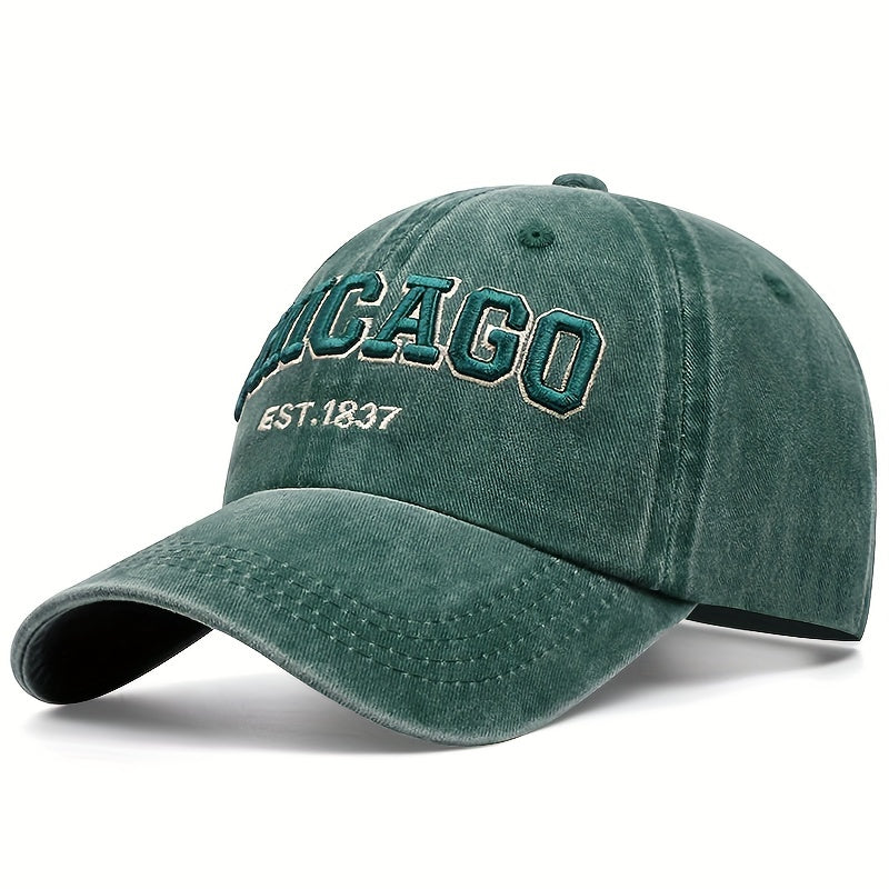 Vintage Washed Distressed Lightweight Chicago Embroidery Baseball Cap - Unisex Sun Hat For Women & Men Dad Hats