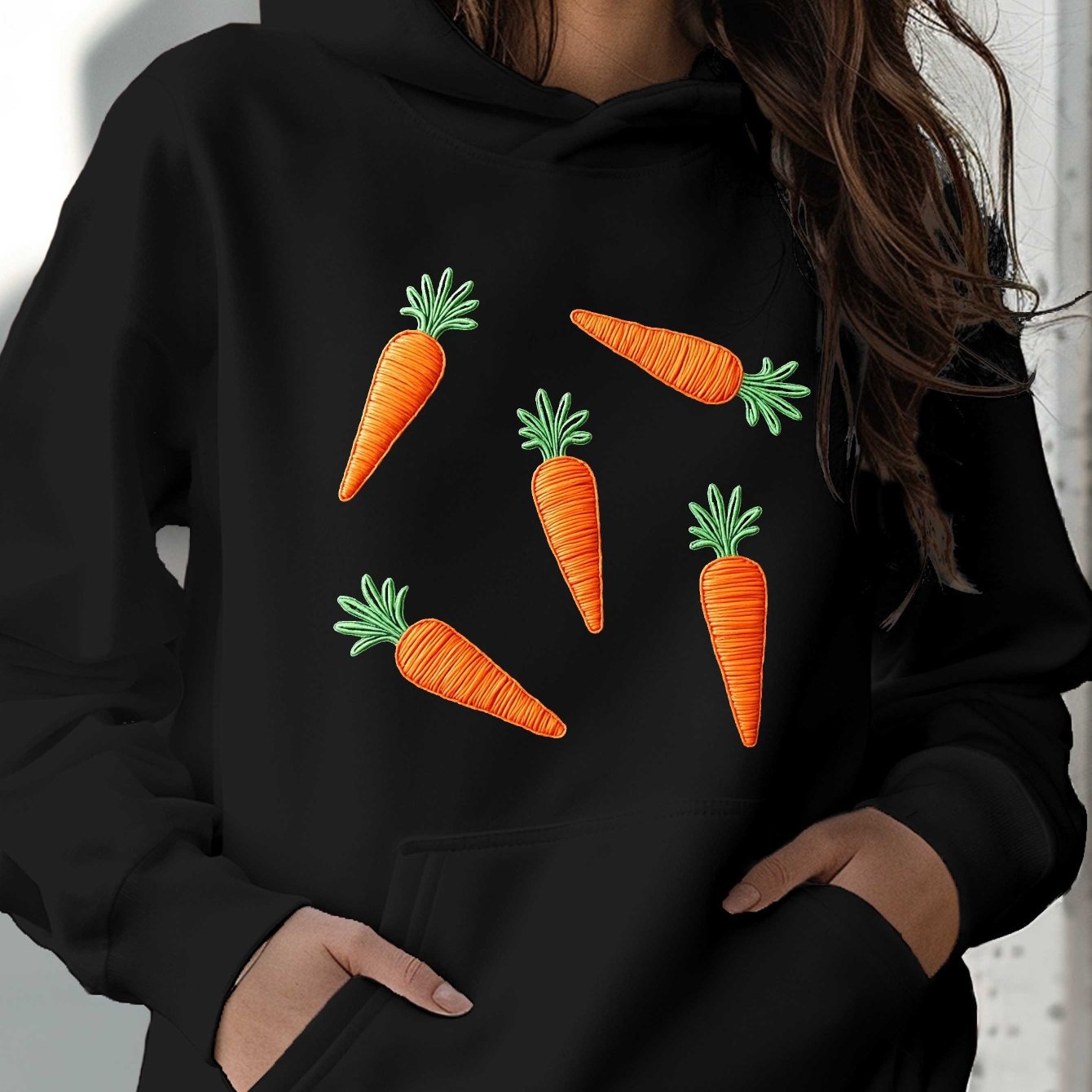 Teediy Embroidered Carrots Pattern Women'S Hoodies
