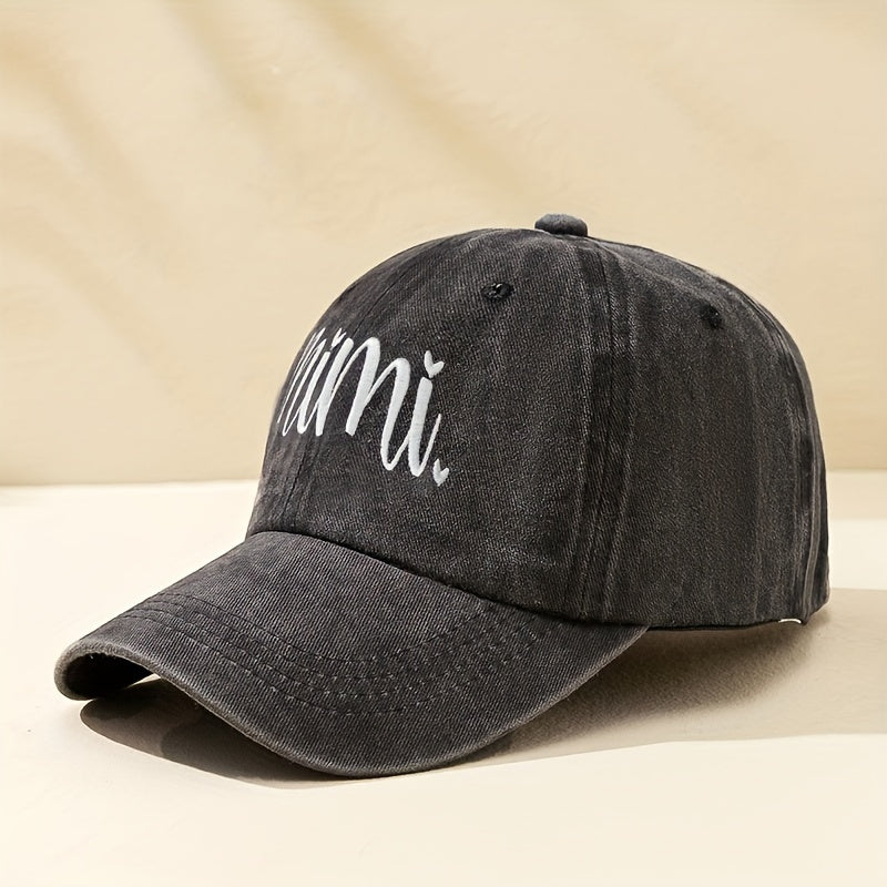 1 Pack Unisex Y2K Embroidered MIMI Baseball Cap - Adjustable Sun Protection Hat with Bold Lettering, Lightweight 100% Polyester for Outdoor Sports, Commuting & Daily Wear, Casual Sporty Style | Hand Washable Headgear, Sun Hat