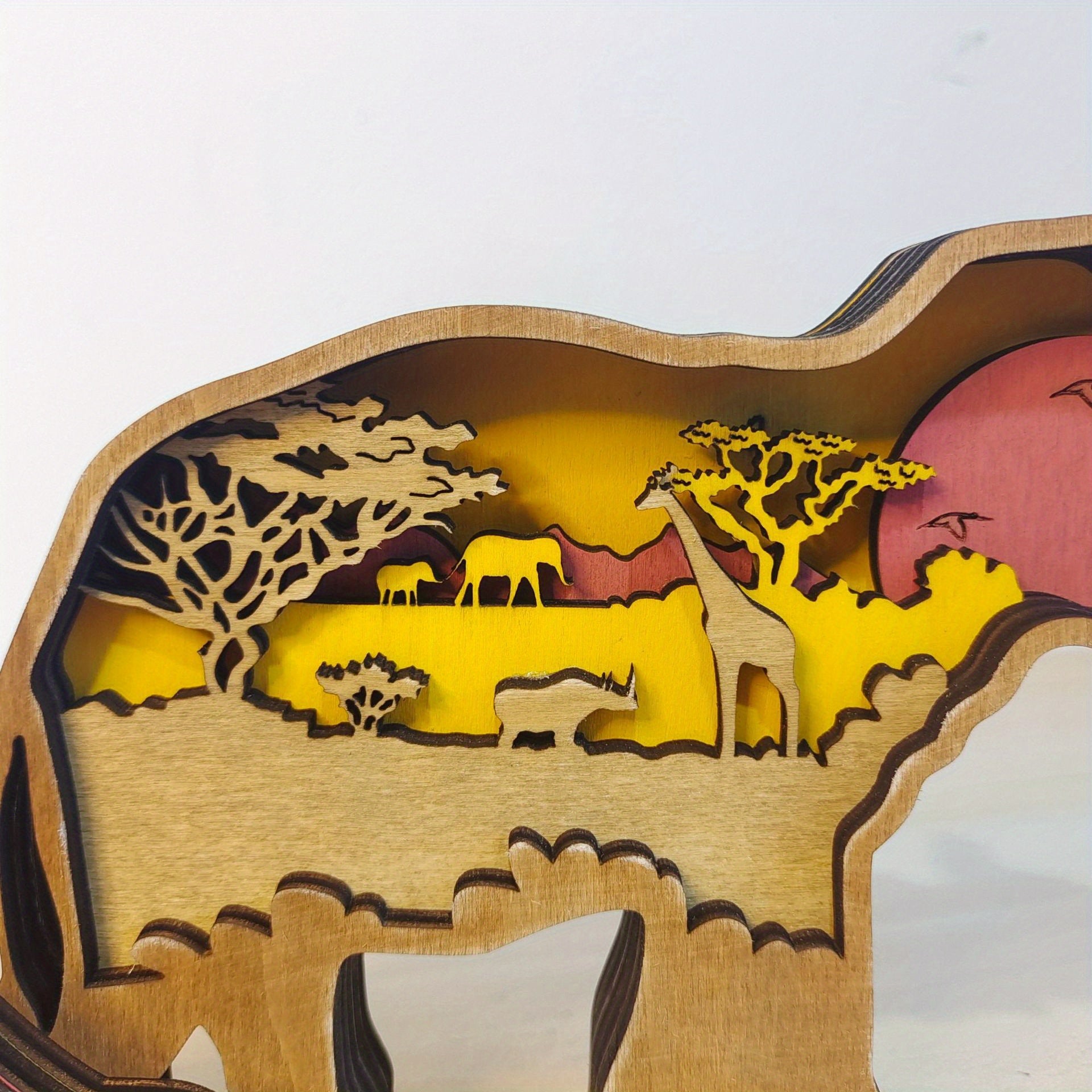 Wooden Elephant Crafts | Creative Mother's Day Home Decoration, Artistic Animal Ornaments Display, Living Room Decoration