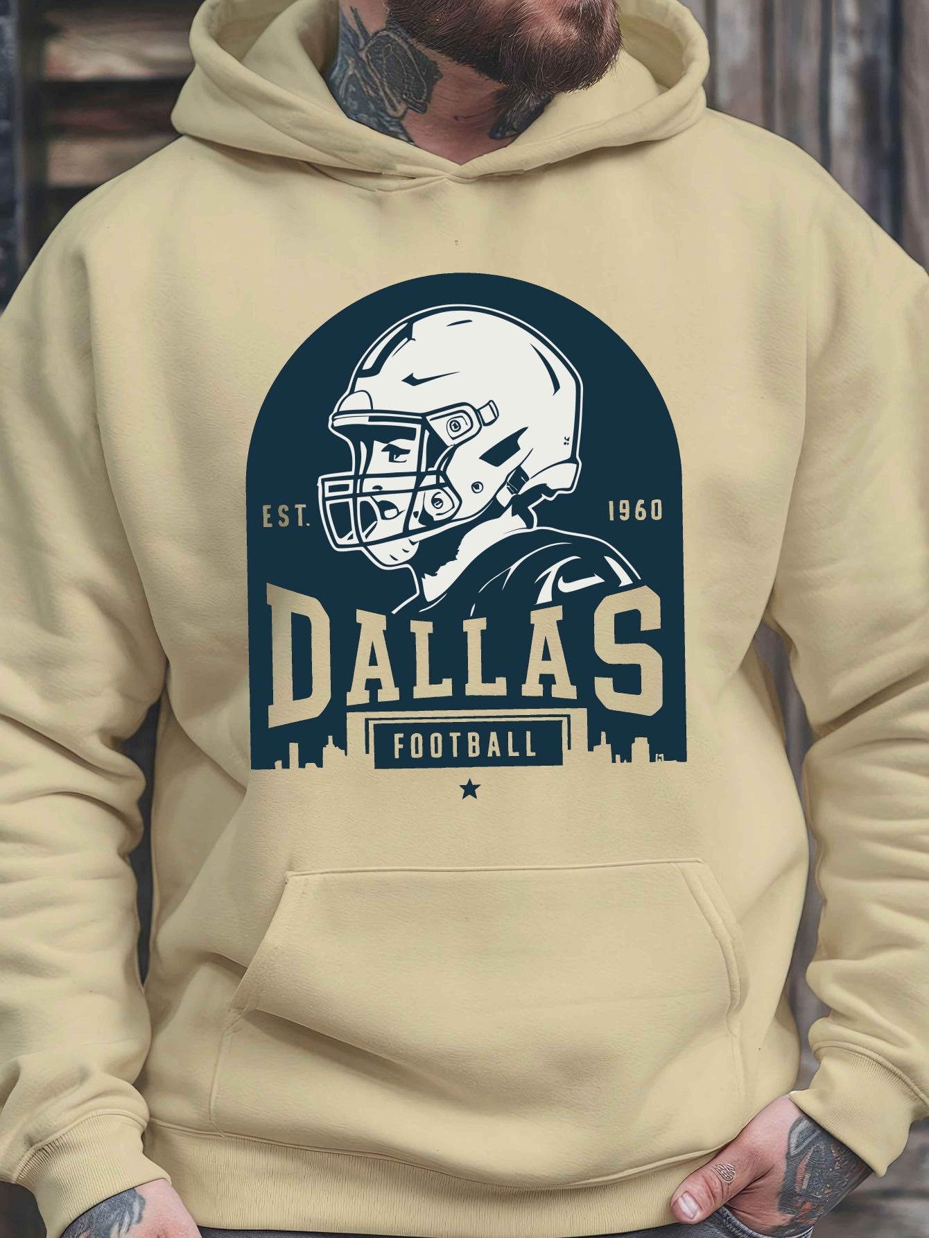 Football Dallas (Local) All Day Hoodie, Fashion Cotton Hoodie, Street Style Sweatshirt, Crew Neck Sweater, Super Soft, Breathable, Four Seasons Leisure Hoodie, Suitable for Daily Wear, Casual Outing
