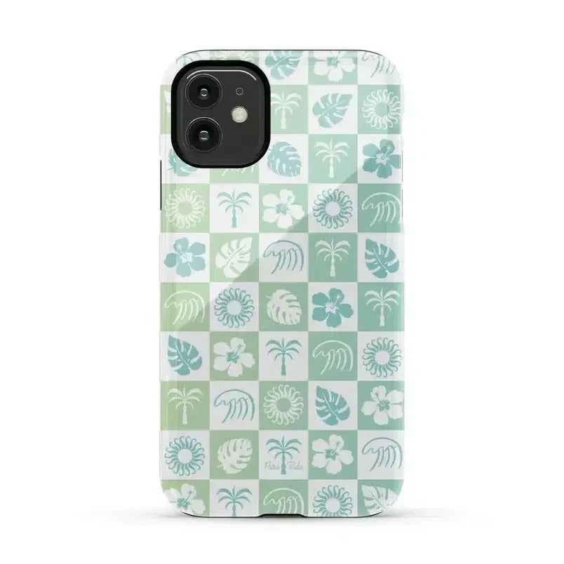 Casely iPhone Case | Coastal Checkers | Pura Vida Floral | Compatible with MagSafe | Bold Protective Design