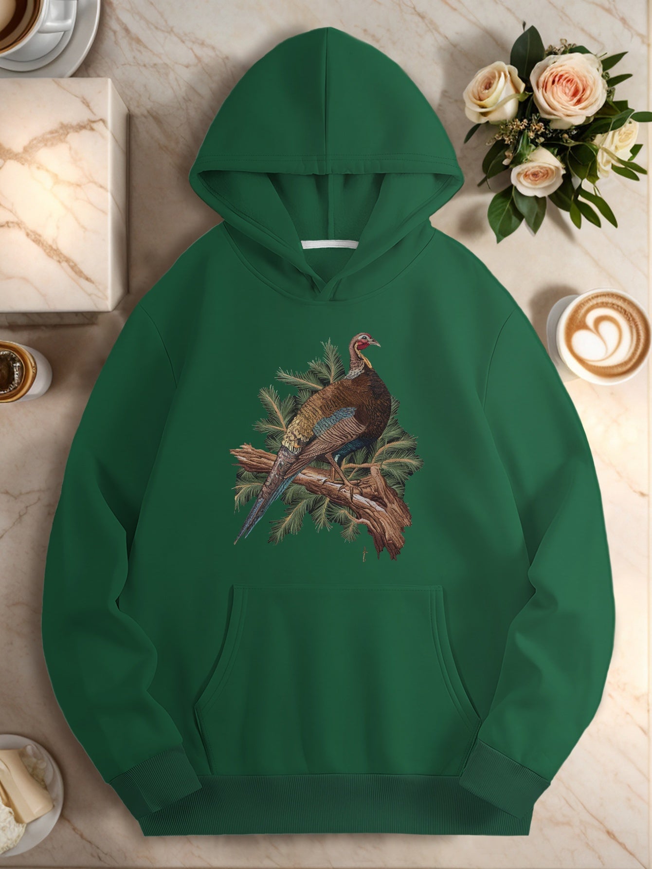 Teediy Embroidery Embroidered Pheasant on Branch Teediy Women'S Hoodies