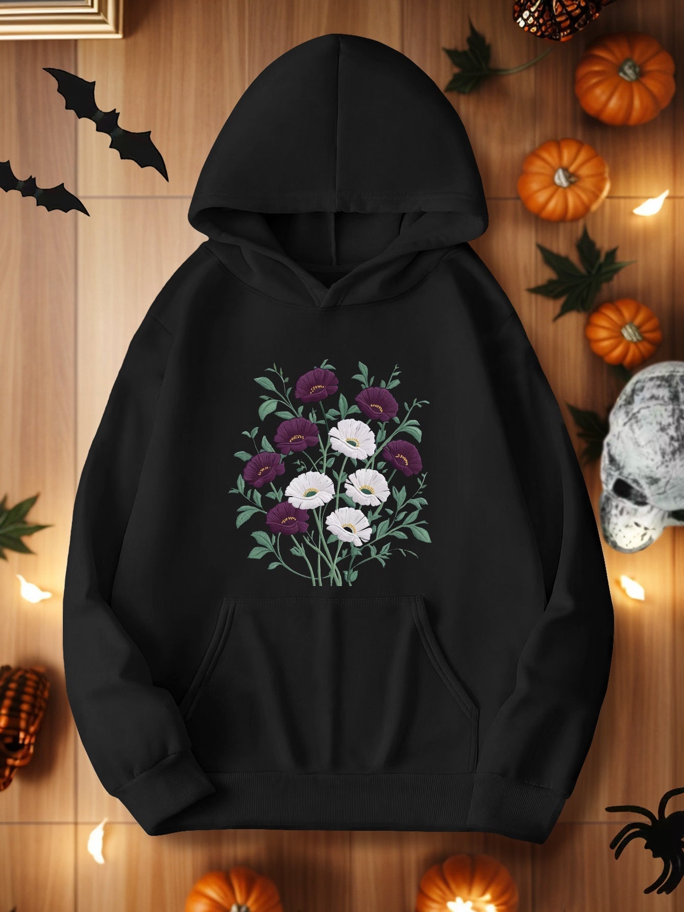 teediy Embroidered floral design women's hoodies