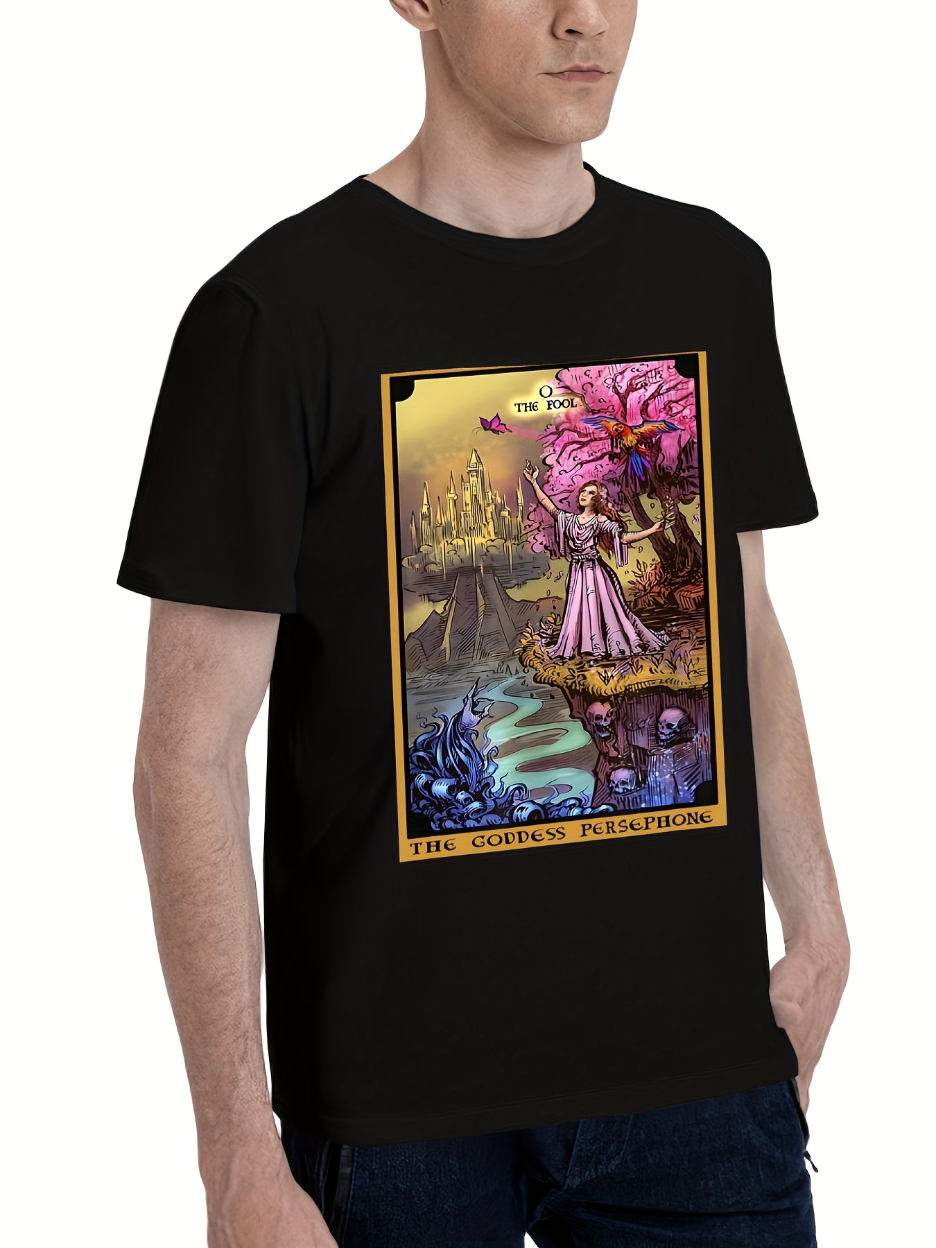 Occult Tarot Graphic Tee - Gothic Witch Clothing with The Underworld Goddess, Black T-Shirt for Halloween, Pagans, Wiccans - Plus Size Available - Heavy Cotton Shirt for Men & Women, Halloween Costumes, Spiritual Apparel, Mys