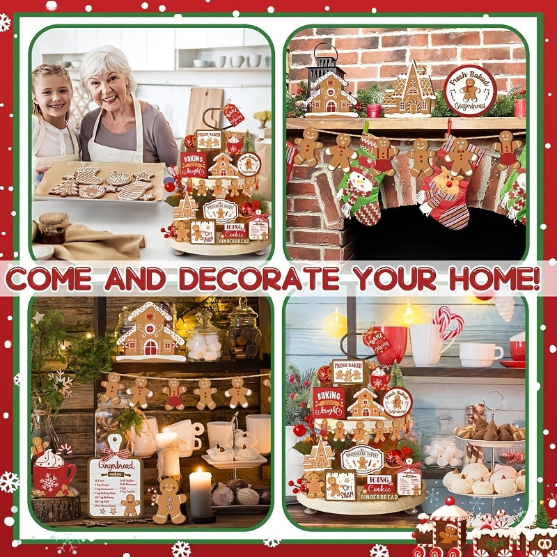 Classic Wooden Christmas Ornaments Set - Lacquered Finish, Arts Theme Decorative Tray Accents for Home & Desk, No Electricity or Batteries Required, Ideal for Christmas, Hanukkah, Easter, Thanksgiving, St. Patrick'S Day