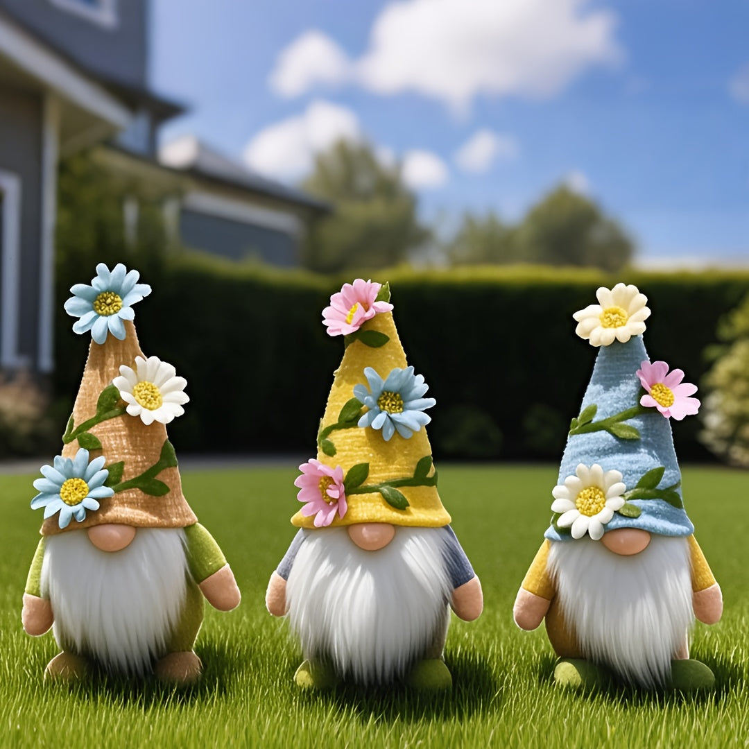 Gnome Fabric Ornament, Seasonal Decorative Dwarf Fabric Ornament With Flowers, Multi-purpose Holiday Decorations, Durable Material, No Electricity Required, Suitable For Christmas, Halloween, Easter, Thanksgiving, Valentine'S