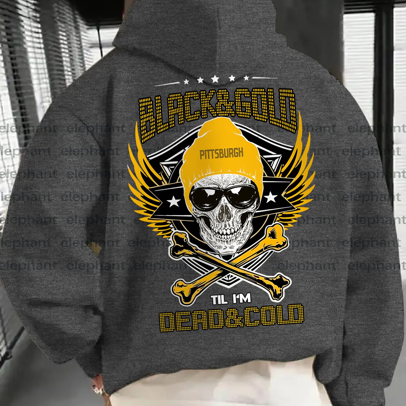 New Stylish 1pc Thickened Printed Casual Pocket Hoodie - Pittsburgh Football Creative Graphic Print - Unisex Autumn and Winter Hoodie and Sweatshirt for Football Enthusiasts