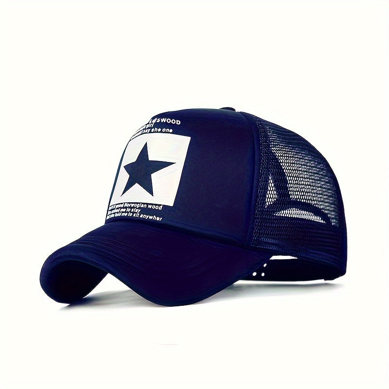 Lightweight Breathable Mesh Unisex Trucker Hat - Pentagram Print Baseball Cap - Casual Sports Dad Hats For Women & Men
