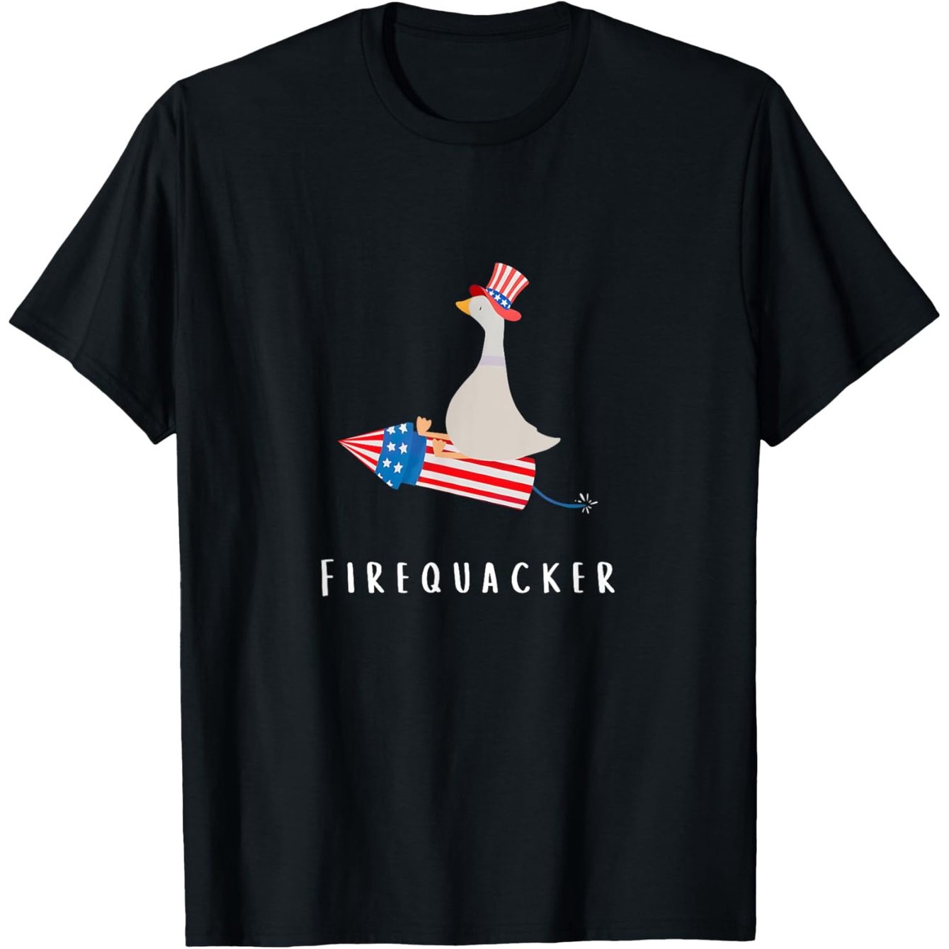 Funny Goose Fourth Of July Firequacker Independence Day T-Shirt, mens clothes, mens t shirts 100%cotton, S-XXXL