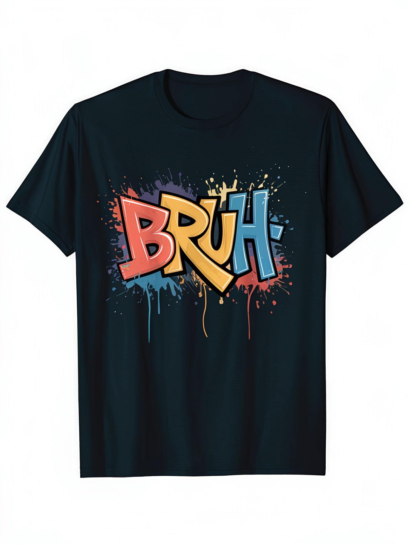 Boys Bruh Meme Saying Teens Paint Drip Graffiti Aesthetic T-Shirt