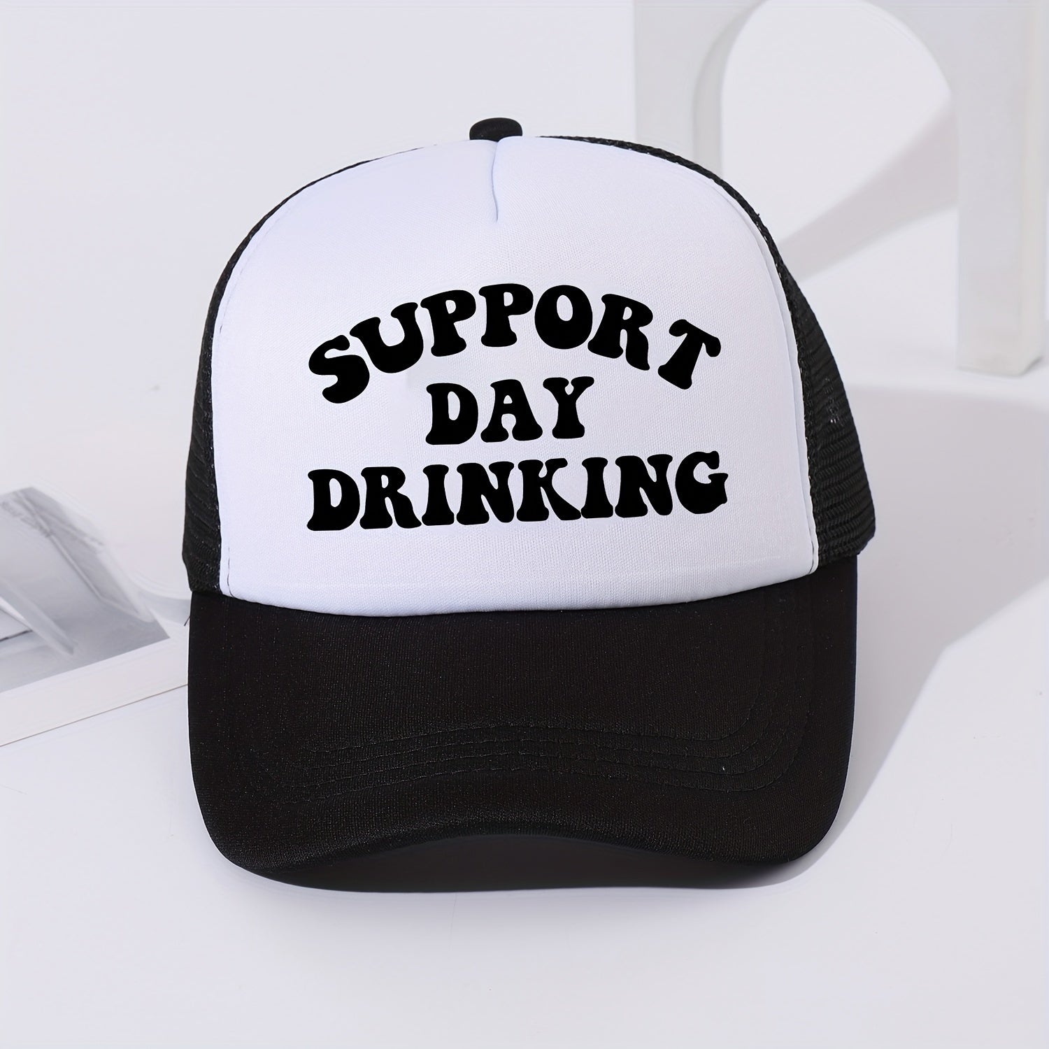 1pc Breathable Mesh Unisex Versatile Snapback Cap, Adjustable Letters Print Trucker Hat for Men Women
