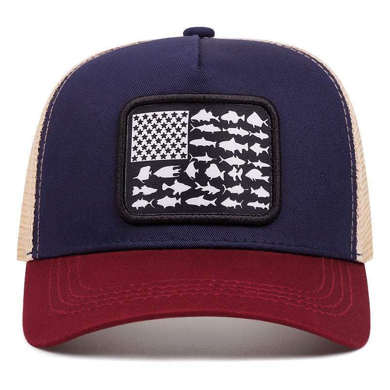 Fish Star Patch Cloth Embroidered Baseball Cap Men'S And Women'S Outdoor Sports Event Cap American Truck Driver Cap Casual