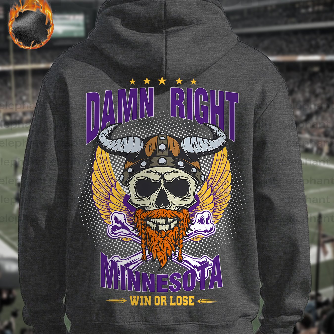 Men's Fleece-Lined Hoodie with Minnesota Skull Graphic -