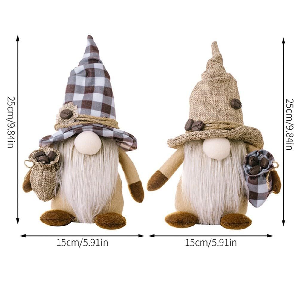 Coffee Gnomes Plush Doll Coffee Bar Decoration Swedish Tomte Elf Dwarf Collectible Figurines Dangle Leg Shelf Sitters Farmhouse Home Kitchen Decor Coffee Lover Gifts
