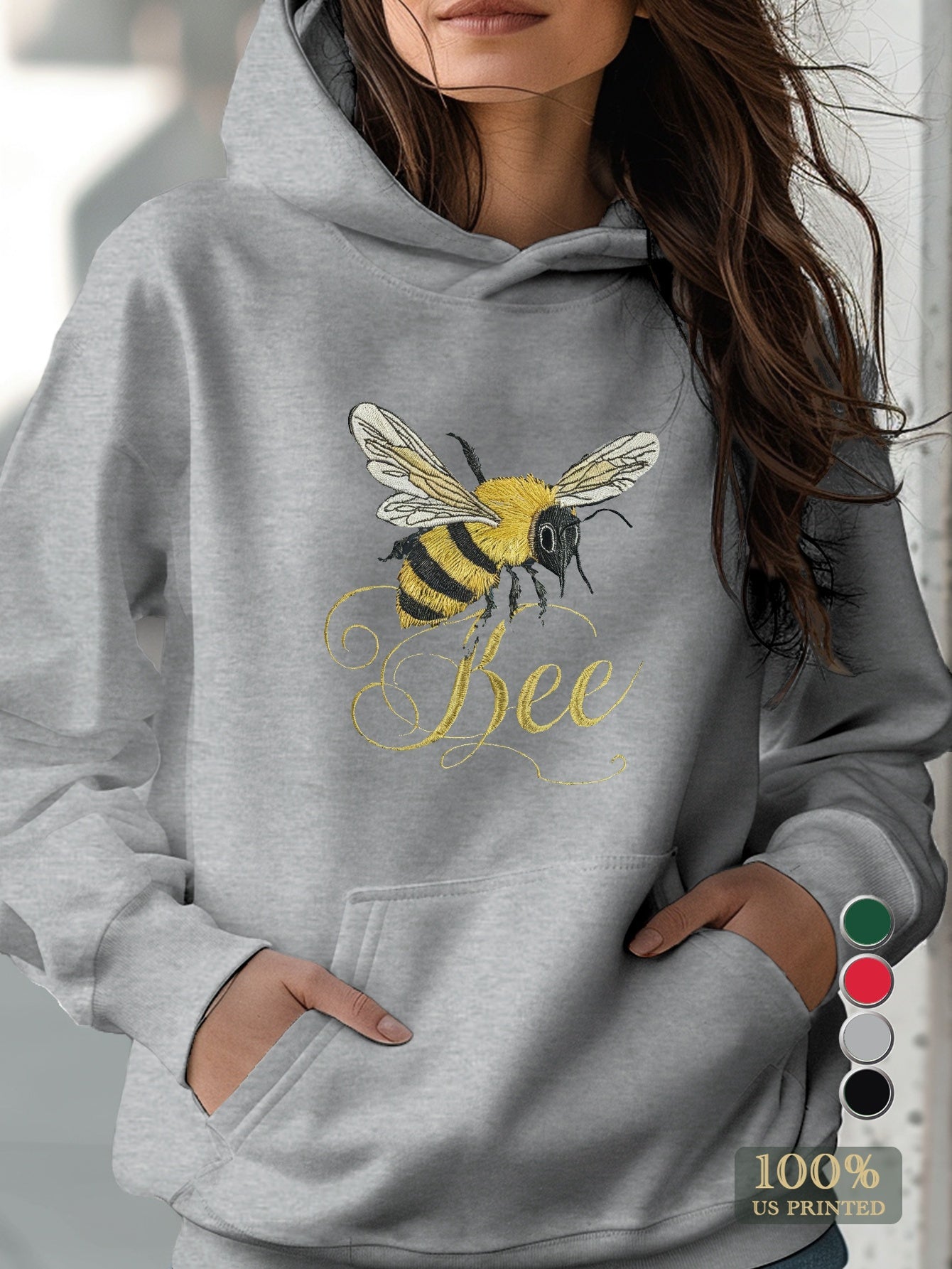 Teediy Beautifully Detailed Embroidered Bee Teediy Women'S Hoodies