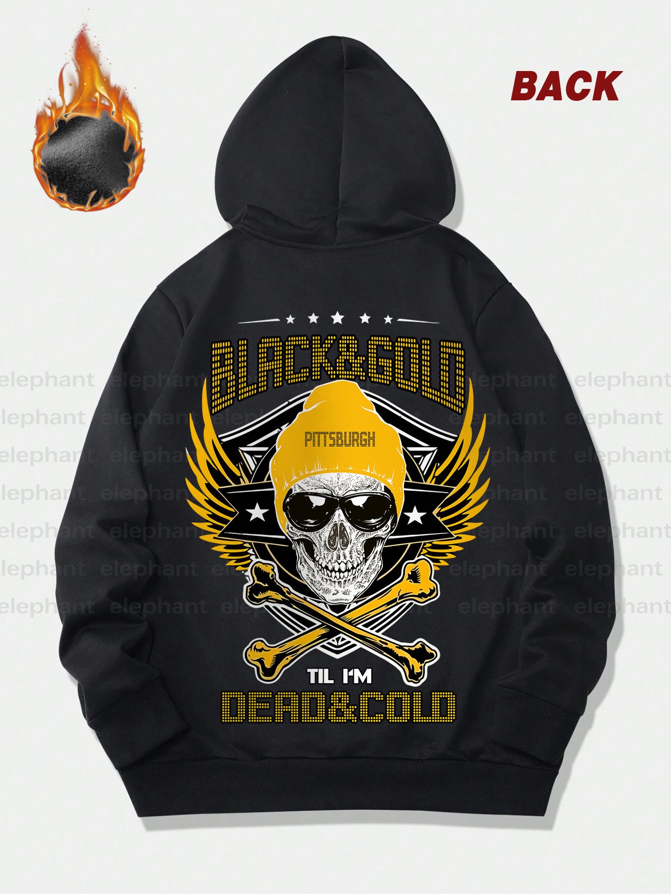 New Stylish 1pc Thickened Printed Casual Pocket Hoodie - Pittsburgh Football Creative Graphic Print - Unisex Autumn and Winter Hoodie and Sweatshirt for Football Enthusiasts