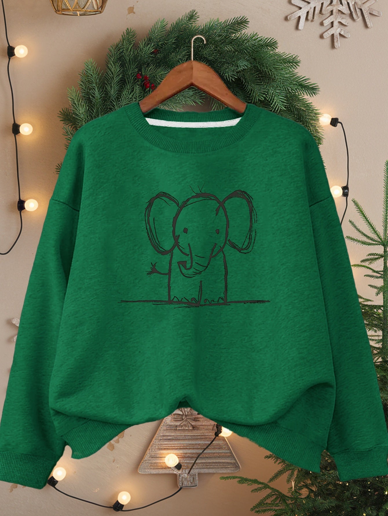 Pencil Drawing Elephant Women's Plus Size Sweatshirt - Soft, Comfortable, Stylish for Casual Wear