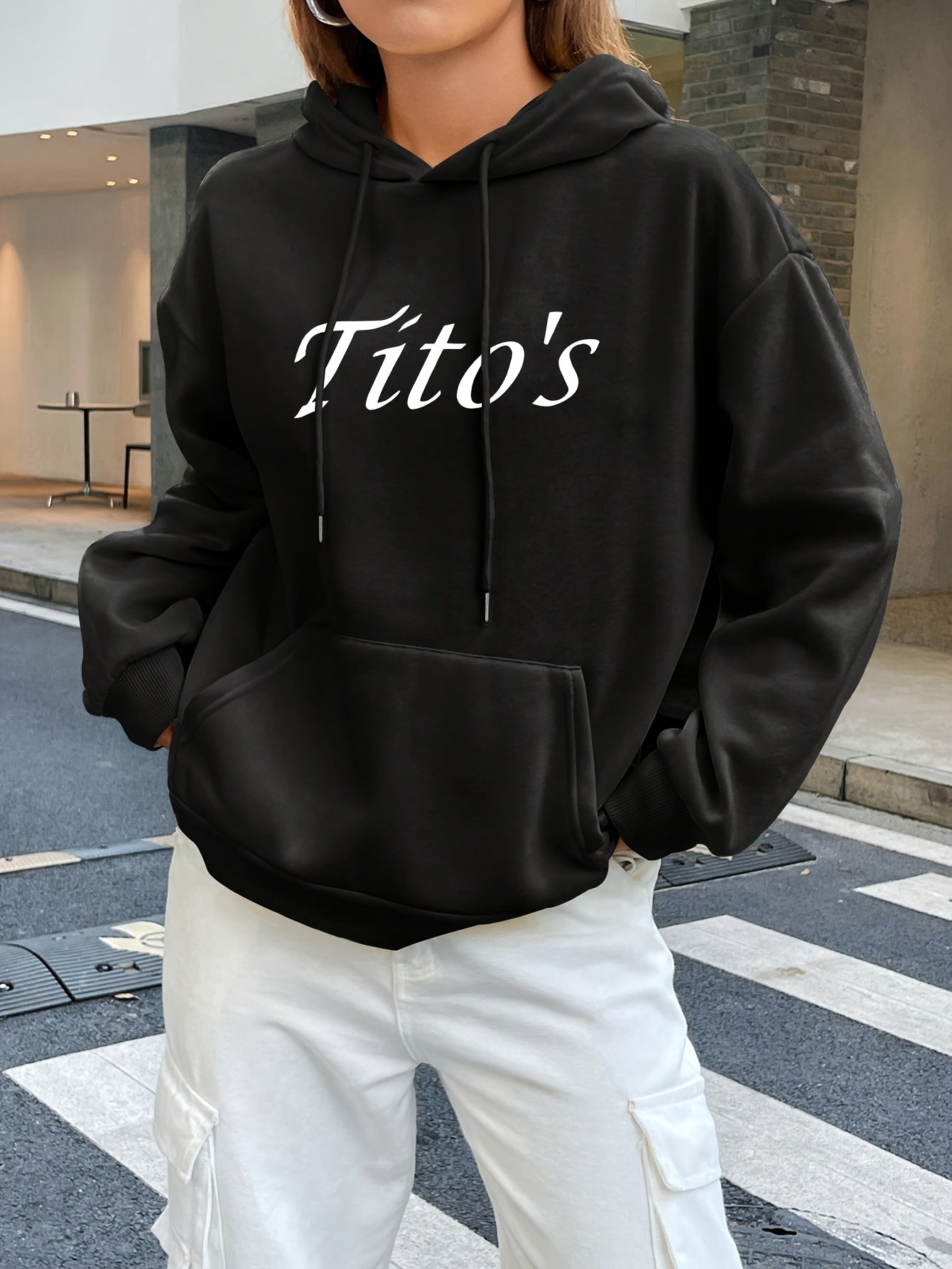 Titos Hoodies, Texas Label Hoodies, Vodka Hoodies, Drawstring Casual Hooded Sweatshirts, Suitable for Autumn And Spring, Women'S Clothing.