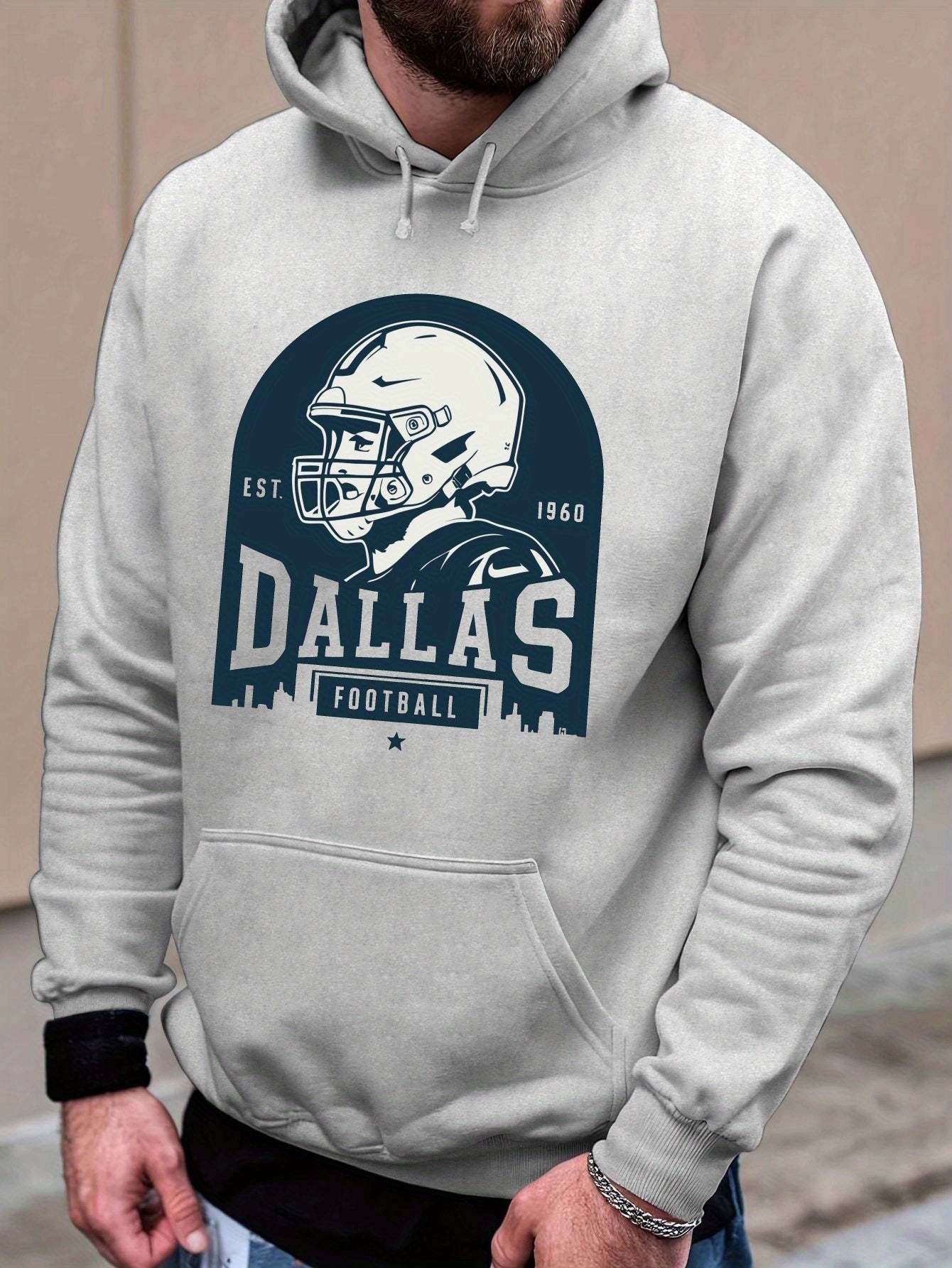 Football Dallas (Local) All Day Hoodie, Fashion Cotton Hoodie, Street Style Sweatshirt, Crew Neck Sweater, Super Soft, Breathable, Four Seasons Leisure Hoodie, Suitable for Daily Wear, Casual Outing