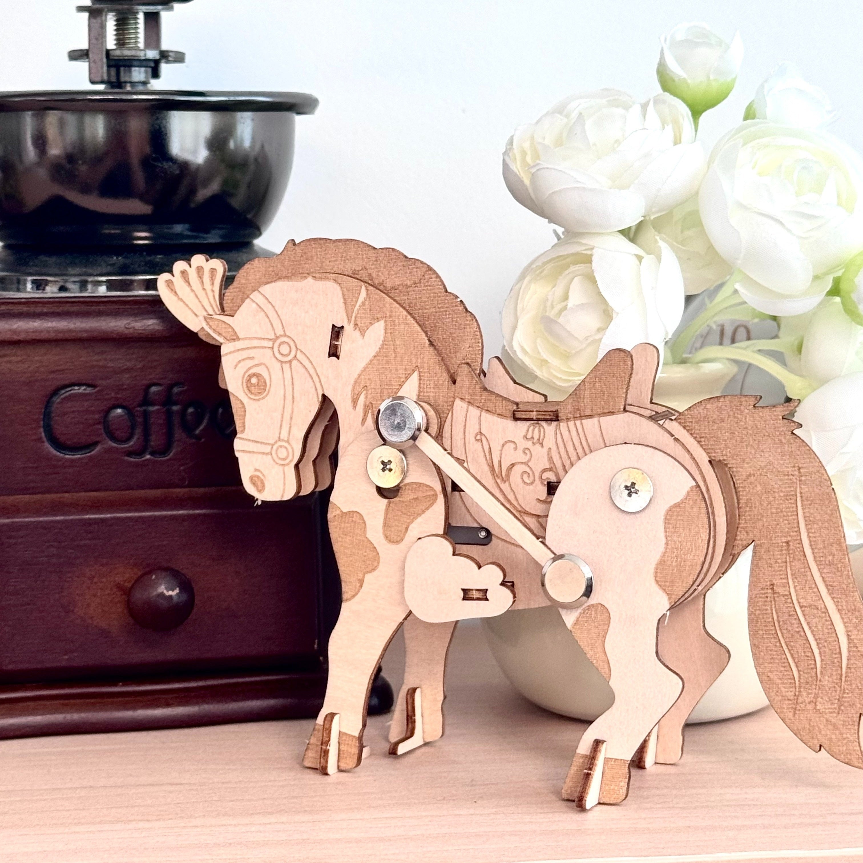 3D Handmade Wooden Walking Dance Horse | Creative Assembly Toy Puzzle DIY Handmade Dance Horse Desktop Ornaments | Suitable For Christmas Gifts Birthday Gifts