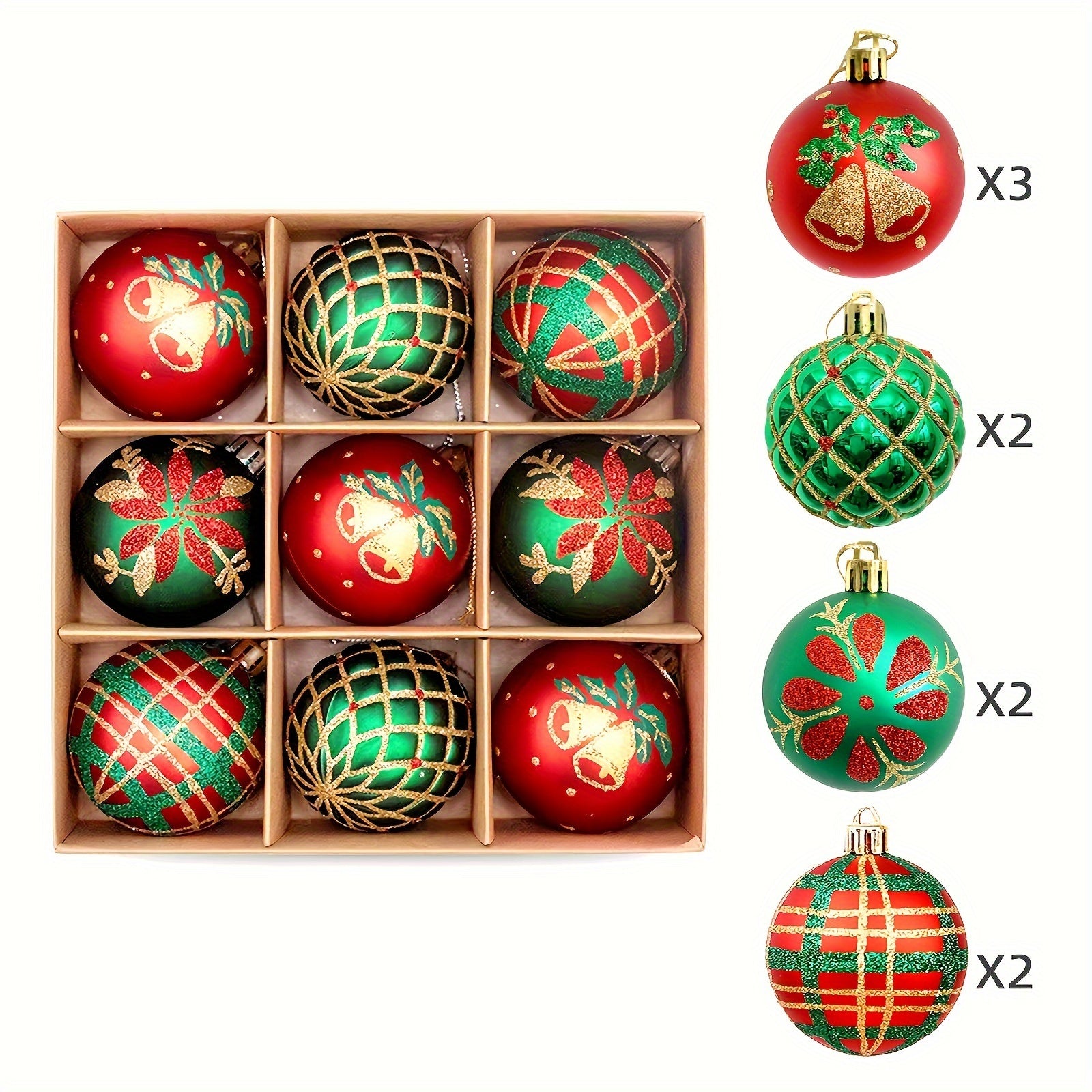 Shatterproof Christmas Ball Decorated Christmas Tree Ornaments with Pendant