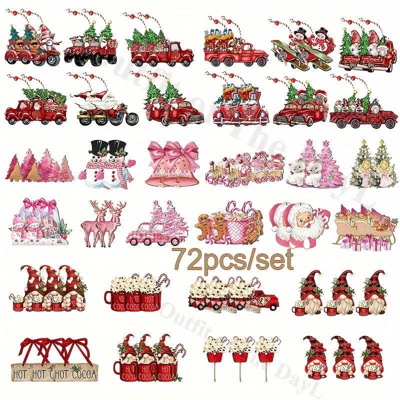 Wooden Santa Gnomes - Handcrafted 36 Different Designs Christmas Ornaments Set for Xmas Tree and Home Decor